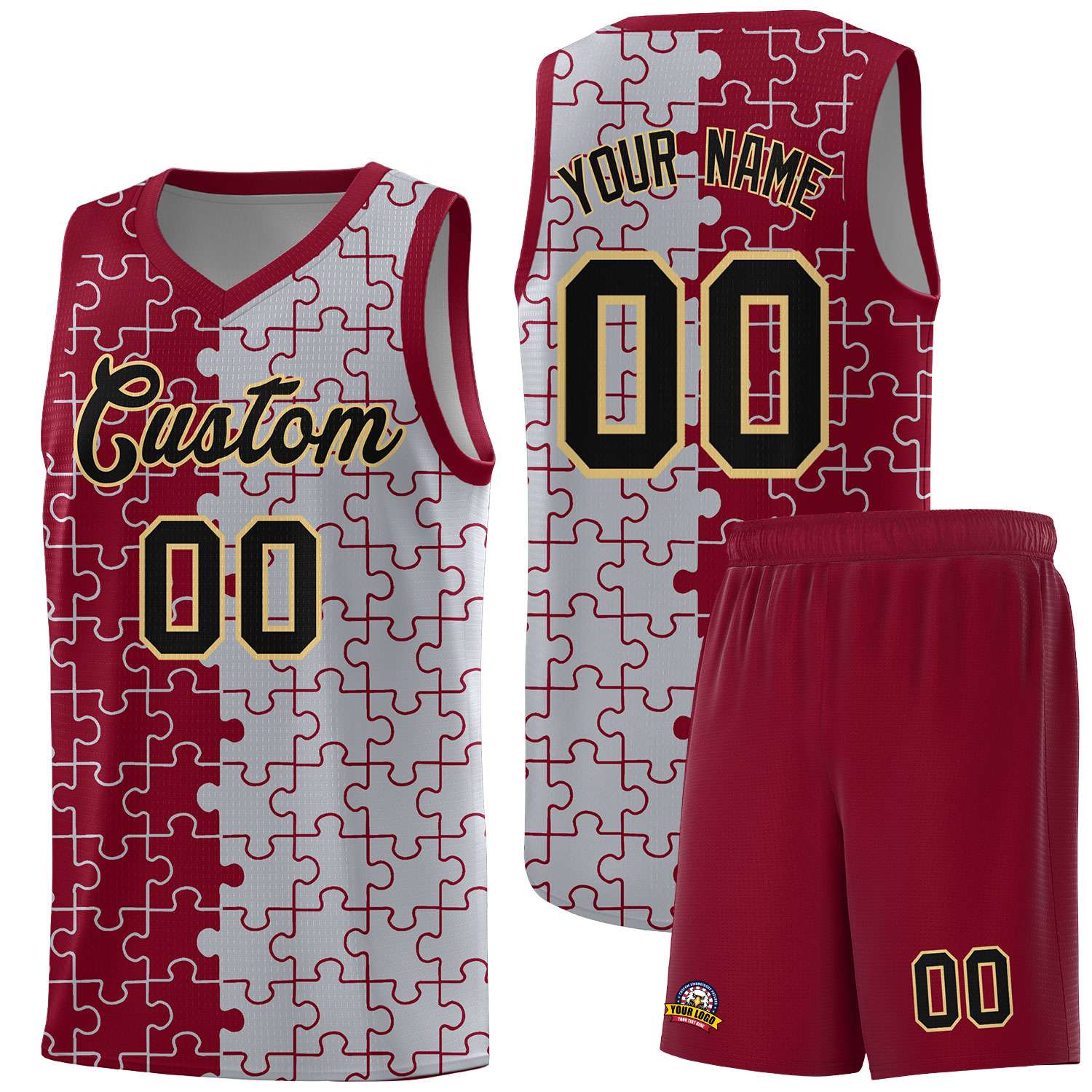 Custom Crimson Gray Basketball Jersey