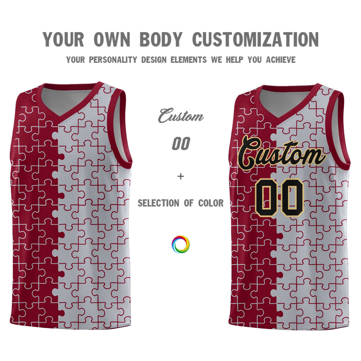 Custom Crimson Gray Basketball Jersey