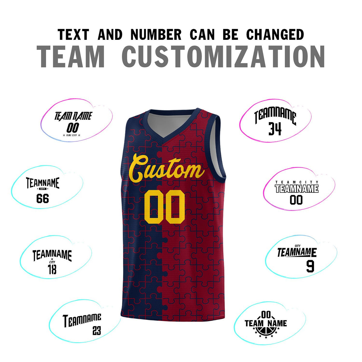 Custom Navy Crimson Basketball Jersey