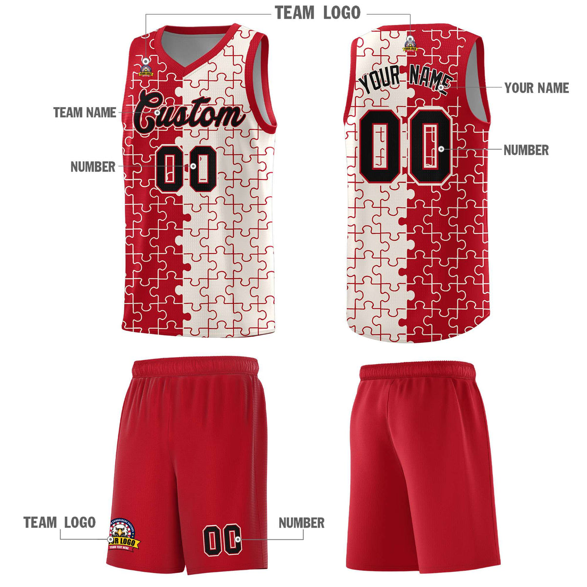 Custom Red Cream Basketball Jersey
