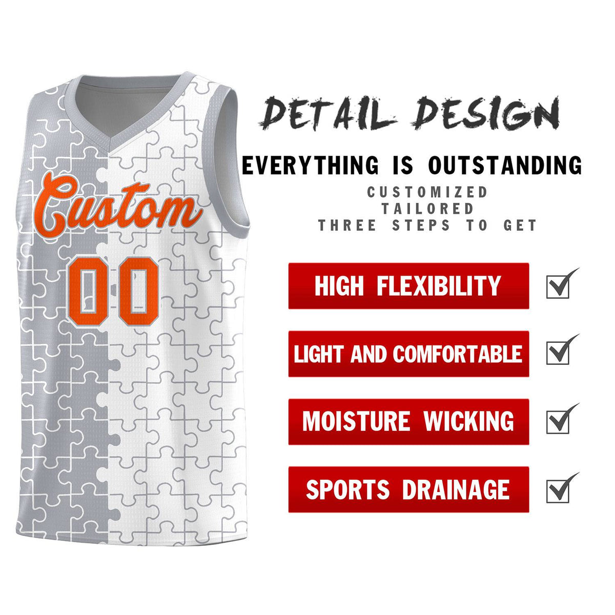 Custom Gray White Basketball Jersey