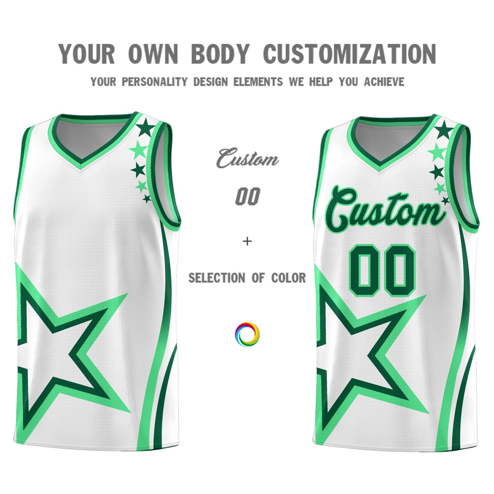 Custom White Shoulder Stars Graffiti Pattern Sets Basketball Jersey