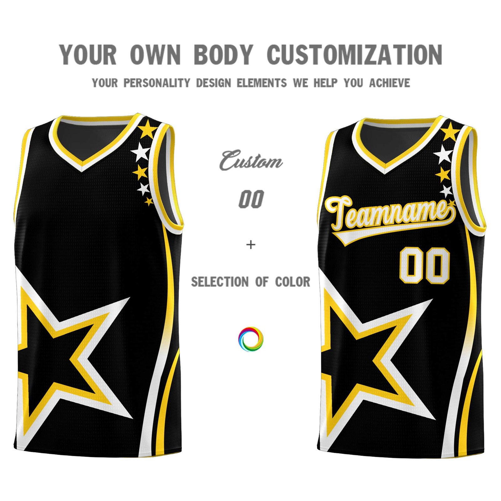 Custom Black Shoulder Stars Graffiti Pattern Sets Basketball Jersey