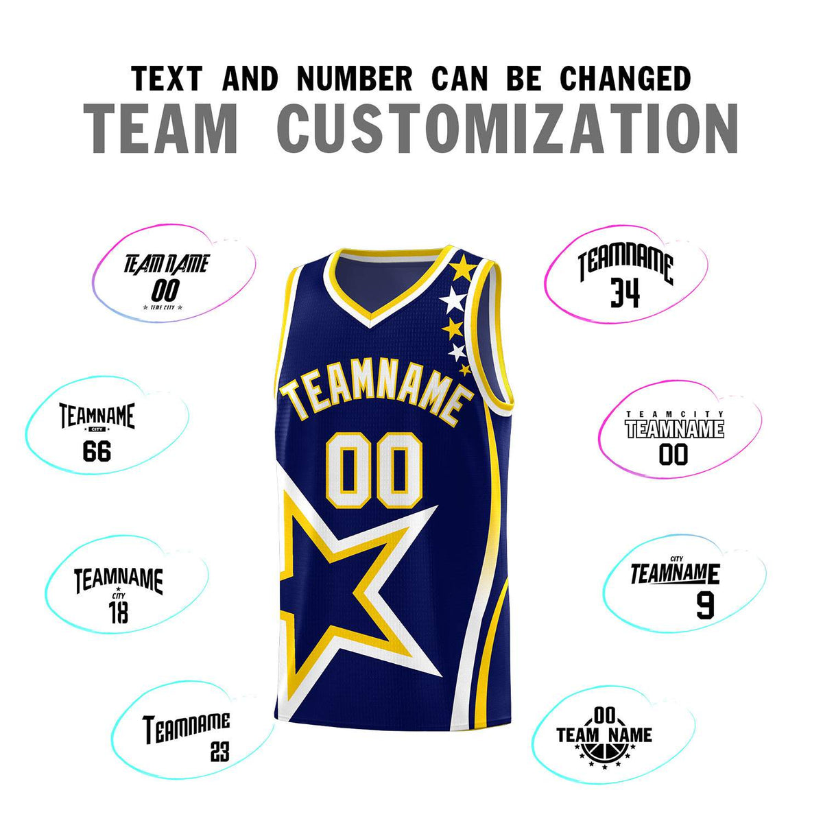 Custom Navy Shoulder Stars Graffiti Pattern Sets Basketball Jersey