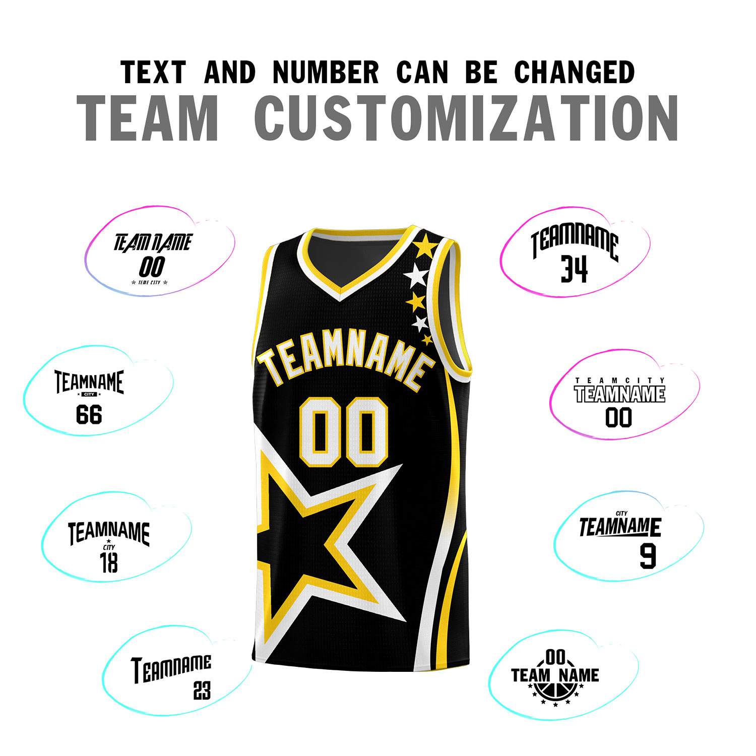 Custom Black Shoulder Stars Graffiti Pattern Sets Basketball Jersey