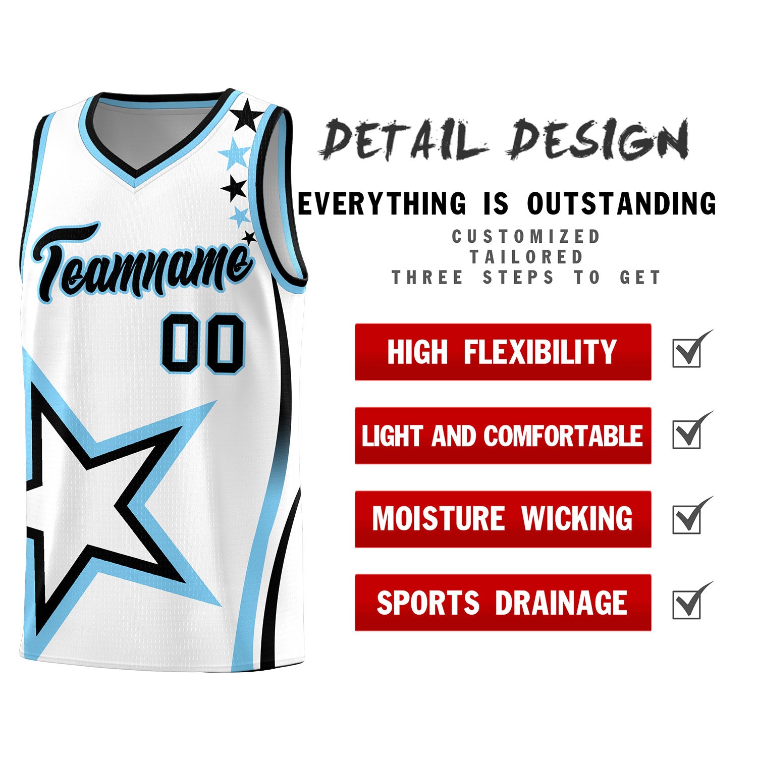 Custom White Shoulder Stars Graffiti Pattern Sets Basketball Jersey