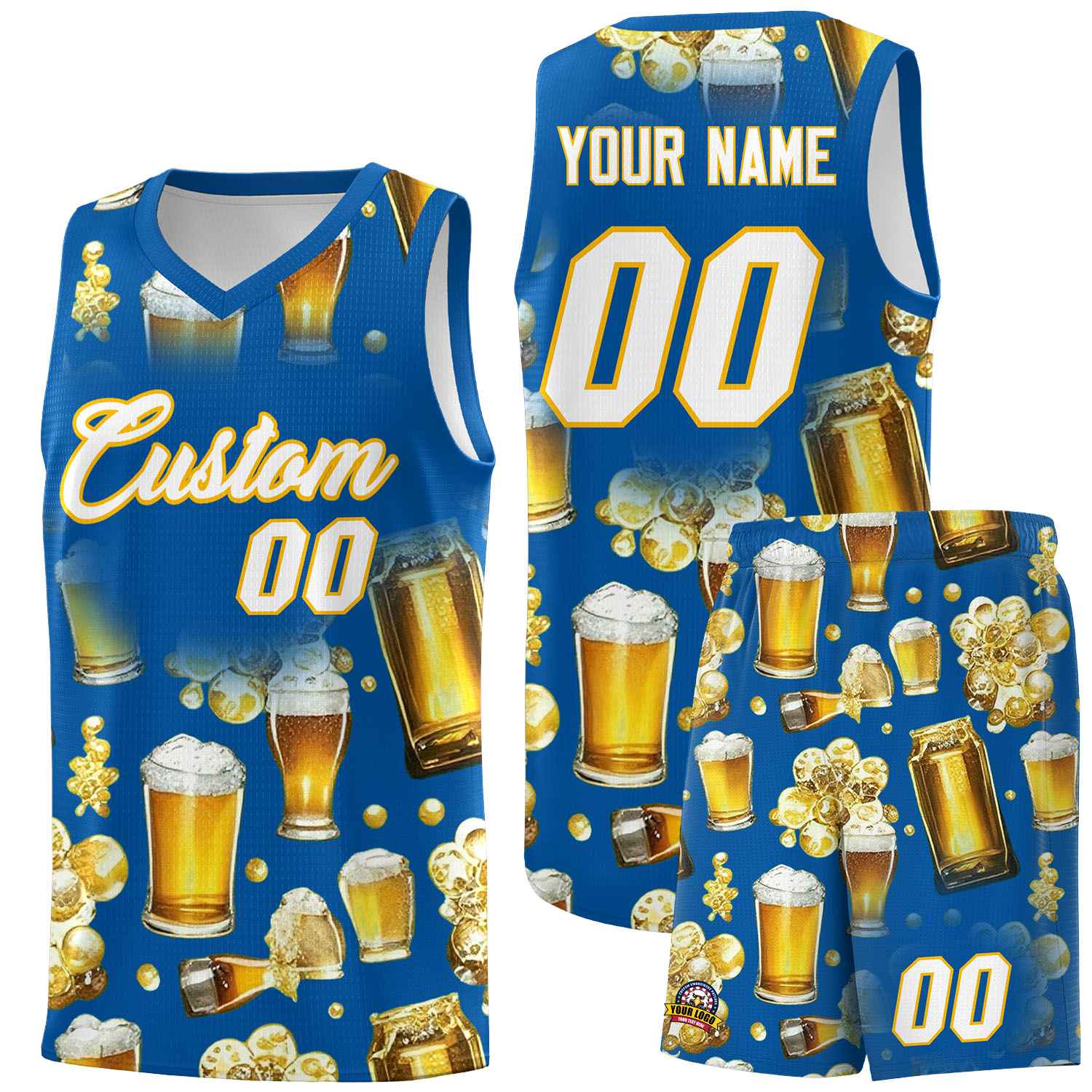 Custom Royal National Beer Day Personalized Beer Bubble Basketball Jersey | Perfect for parties | Dye-sublimation printing | KXKSHOP