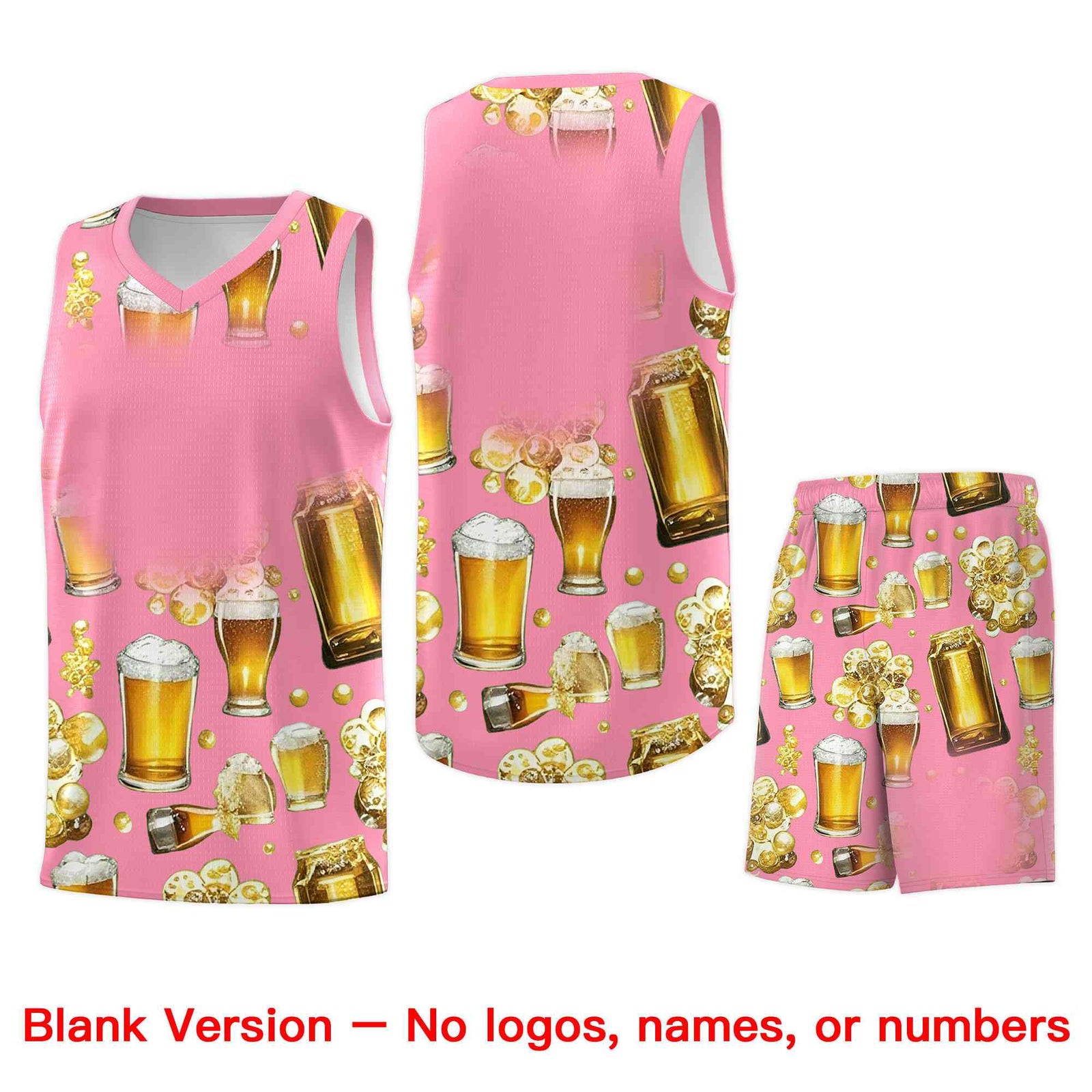 Custom Light Pink National Beer Day Personalized Beer Bubble Basketball Jersey | Perfect for parties | Dye-sublimation printing | KXKSHOP