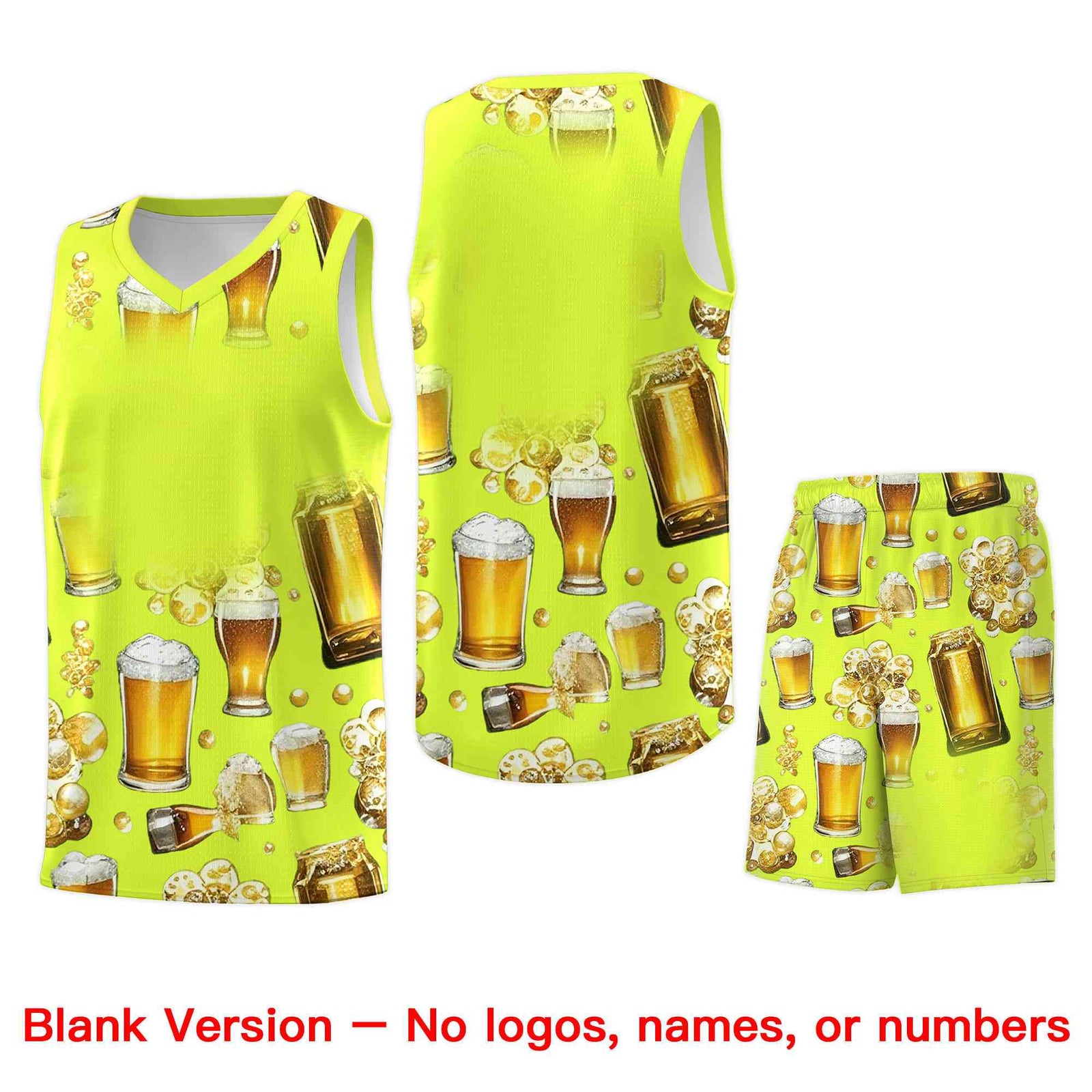 Custom Fluorescent Green National Beer Day Personalized Beer Bubble Basketball Jersey | Perfect for parties | Dye-sublimation printing | KXKSHOP