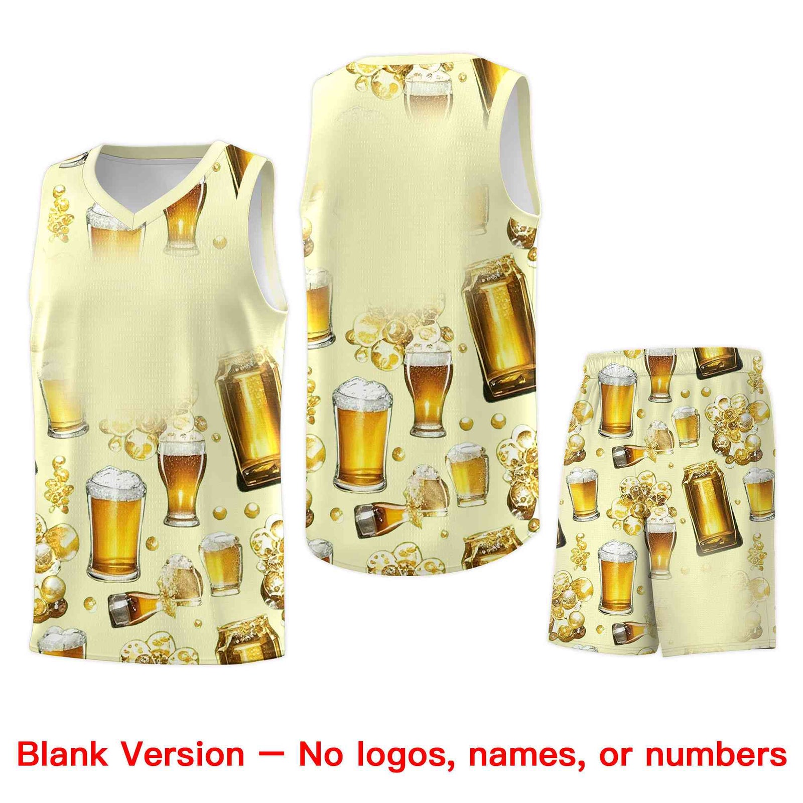 Custom Cream National Beer Day Personalized Beer Bubble Basketball Jersey | Perfect for parties | Dye-sublimation printing | KXKSHOP