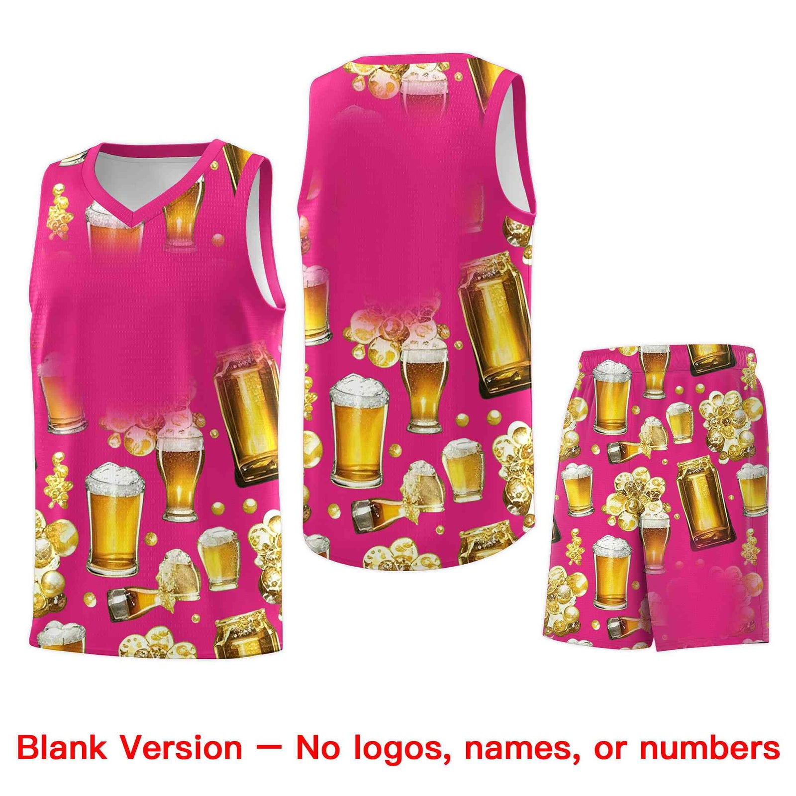 Custom Rose Red National Beer Day Personalized Beer Bubble Basketball Jersey | Perfect for parties | Dye-sublimation printing | KXKSHOP