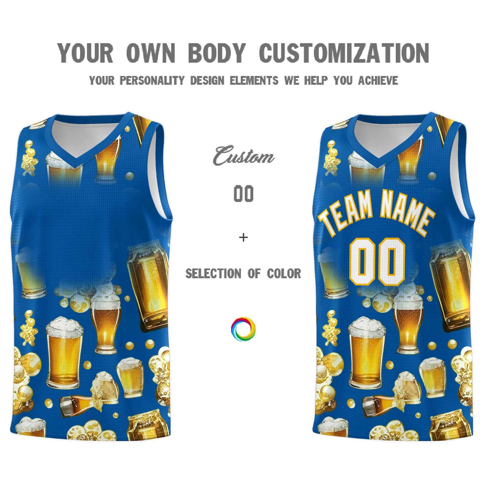 Custom Royal National Beer Day Personalized Beer Bubble Basketball Jersey | Perfect for parties | Dye-sublimation printing | KXKSHOP
