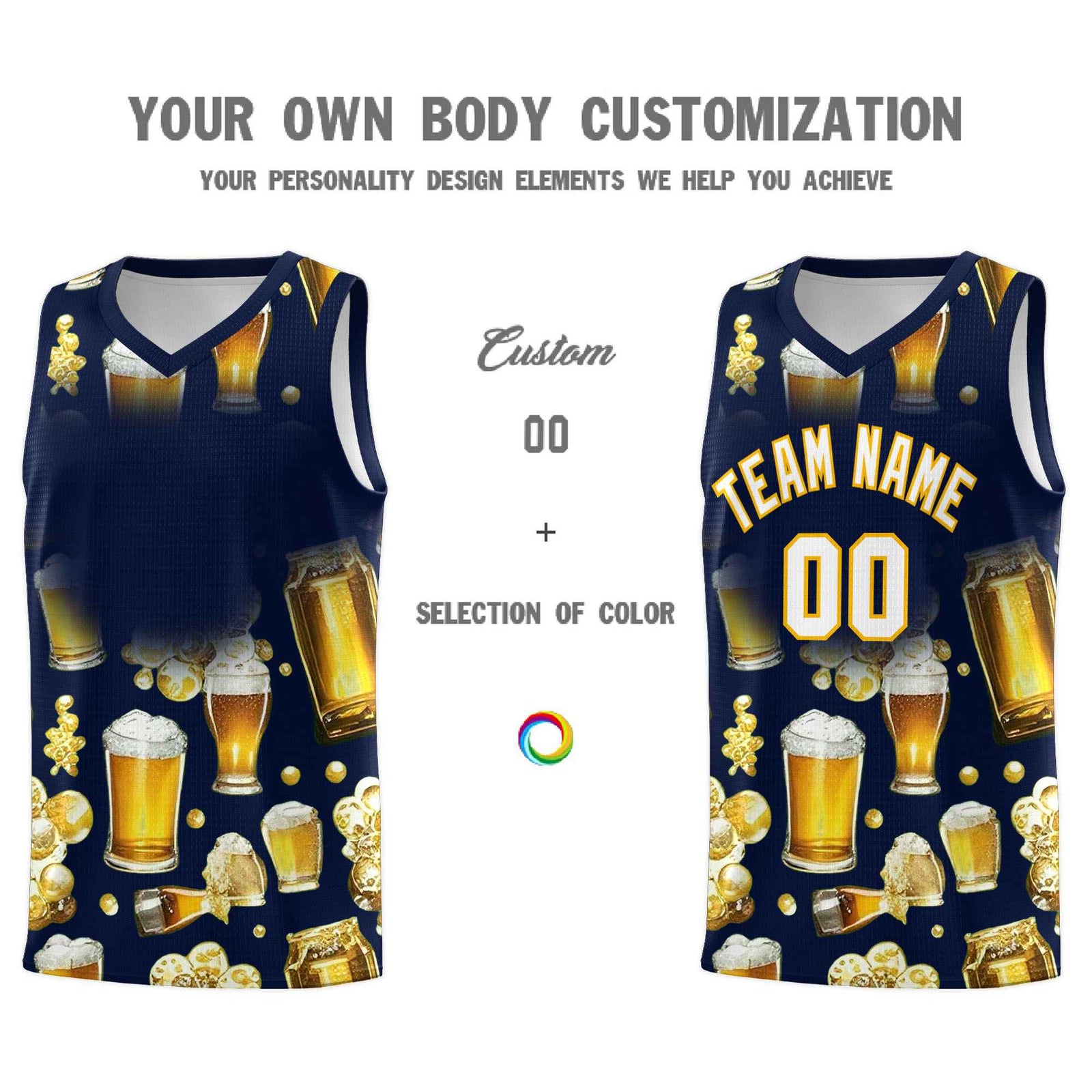 Custom Navy National Beer Day Personalized Beer Bubble Basketball Jersey | Perfect for parties | Dye-sublimation printing | KXKSHOP