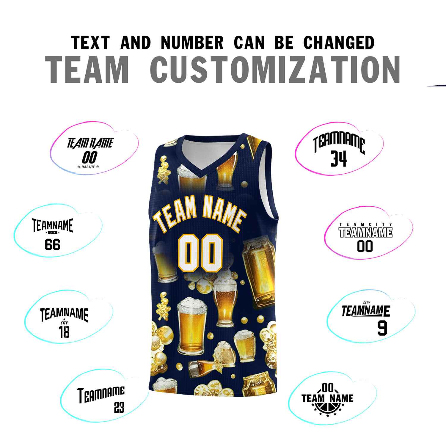 Custom Navy National Beer Day Personalized Beer Bubble Basketball Jersey | Perfect for parties | Dye-sublimation printing | KXKSHOP