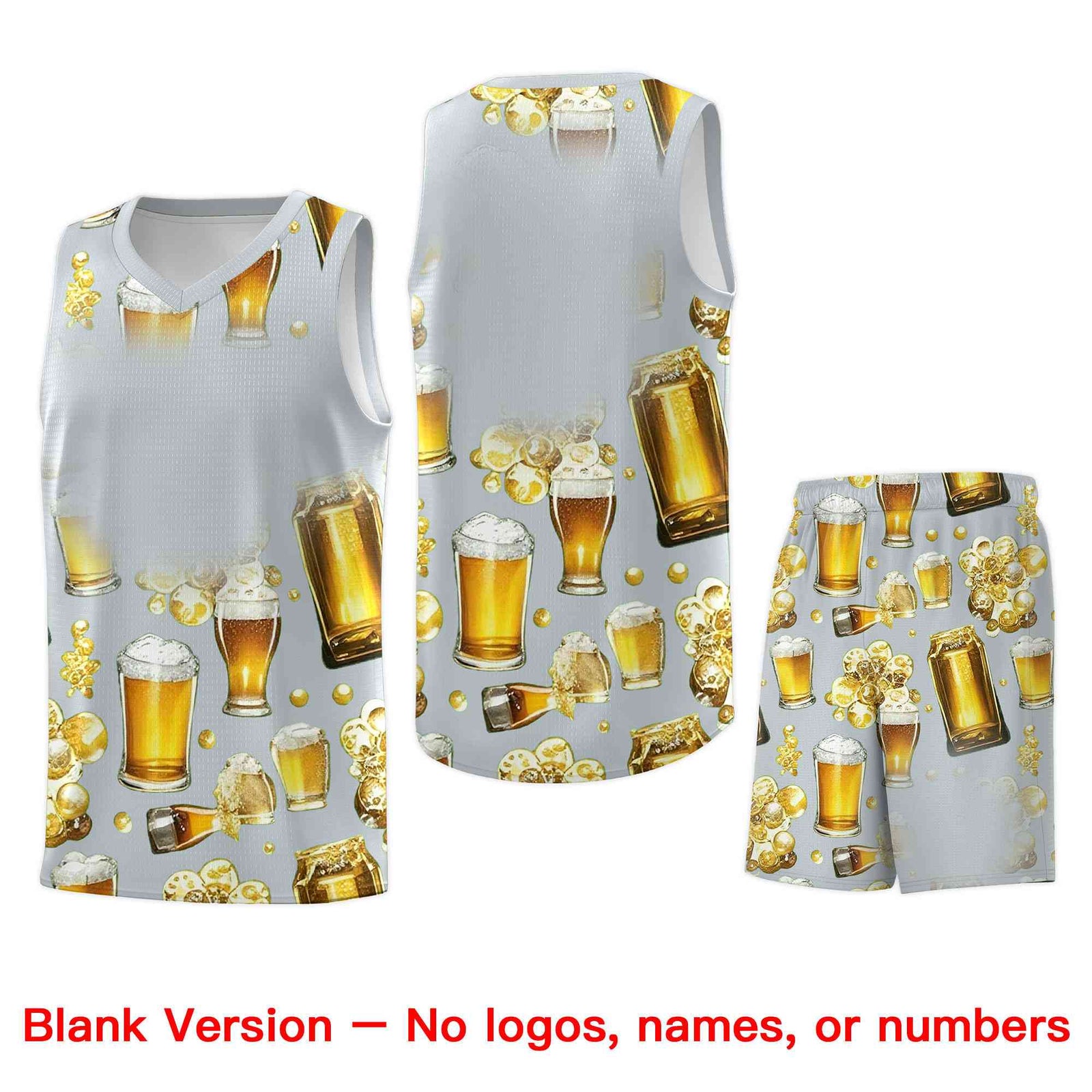 Custom Silver National Beer Day Personalized Beer Bubble Basketball Jersey | Perfect for parties | Dye-sublimation printing | KXKSHOP