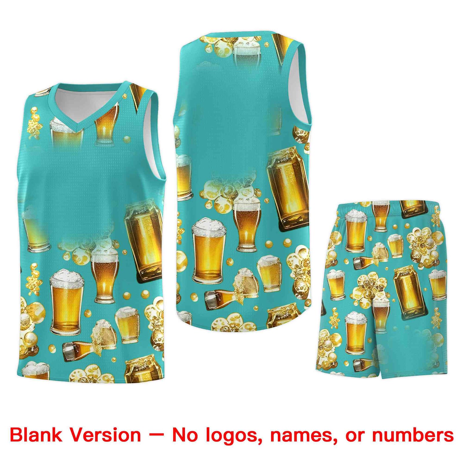 Custom Teal National Beer Day Personalized Beer Bubble Basketball Jersey | Perfect for parties | Dye-sublimation printing | KXKSHOP