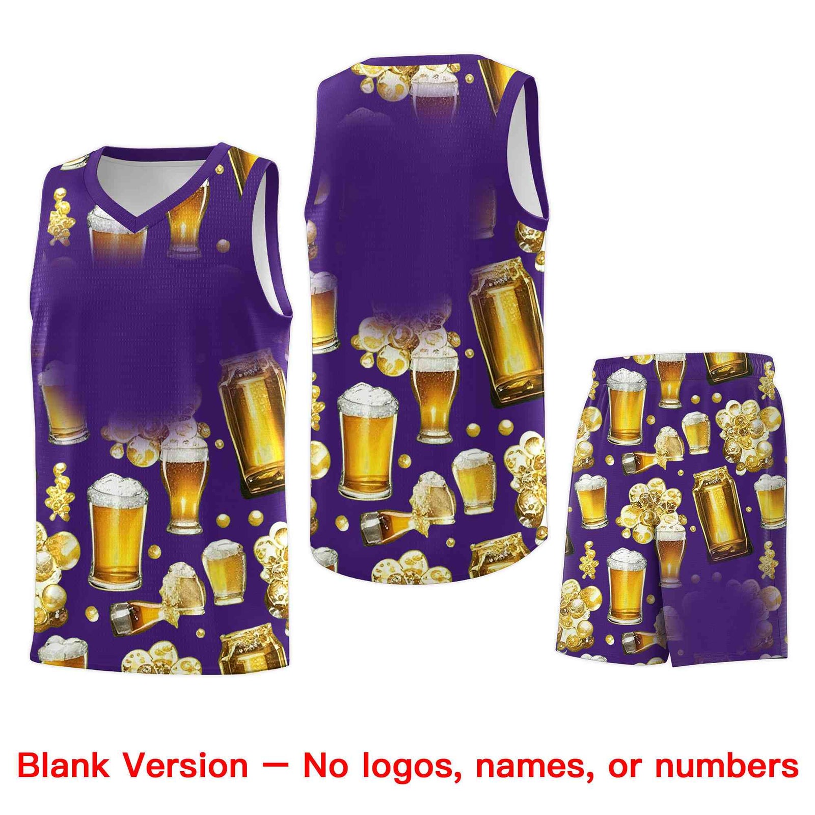 Custom Purple National Beer Day Personalized Beer Bubble Basketball Jersey | Perfect for parties | Dye-sublimation printing | KXKSHOP