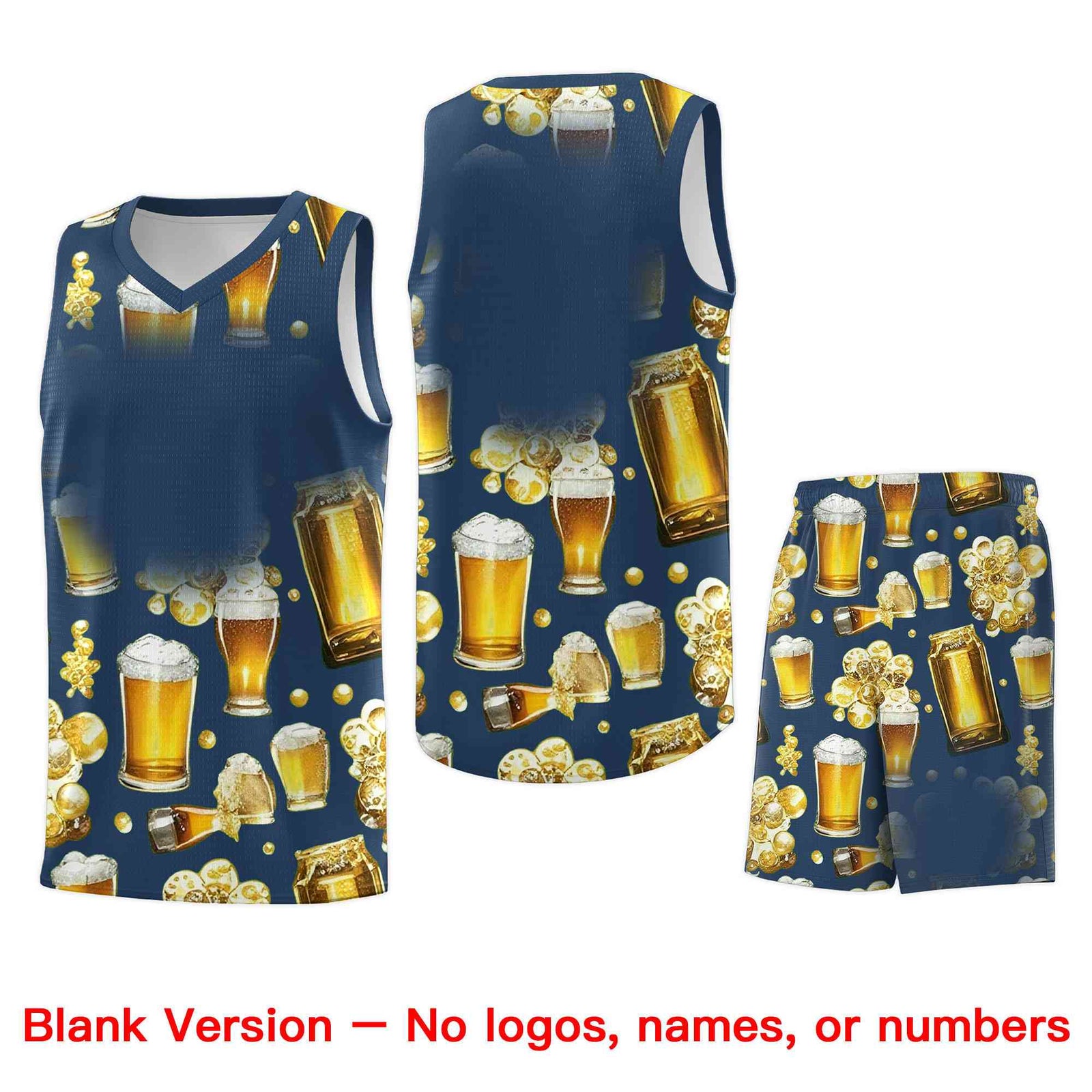 Custom Midnight Blue National Beer Day Personalized Beer Bubble Basketball Jersey | Perfect for parties | Dye-sublimation printing | KXKSHOP