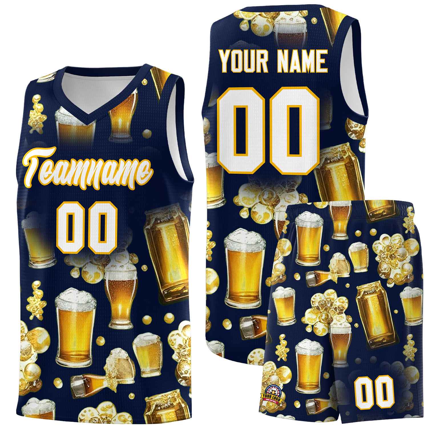 Custom Navy National Beer Day Personalized Beer Bubble Basketball Jersey | Perfect for parties | Dye-sublimation printing | KXKSHOP