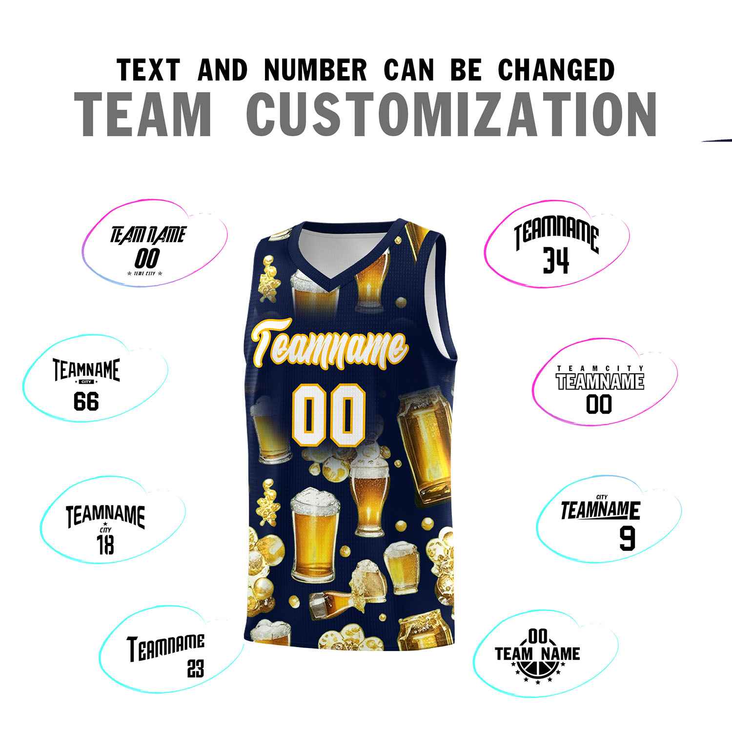 Custom Navy National Beer Day Personalized Beer Bubble Basketball Jersey | Perfect for parties | Dye-sublimation printing | KXKSHOP