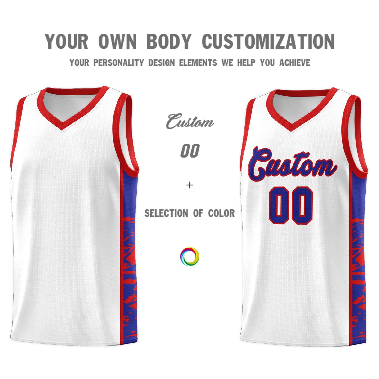 Custom White Red Side Gradient Pattern Basketball Kits
