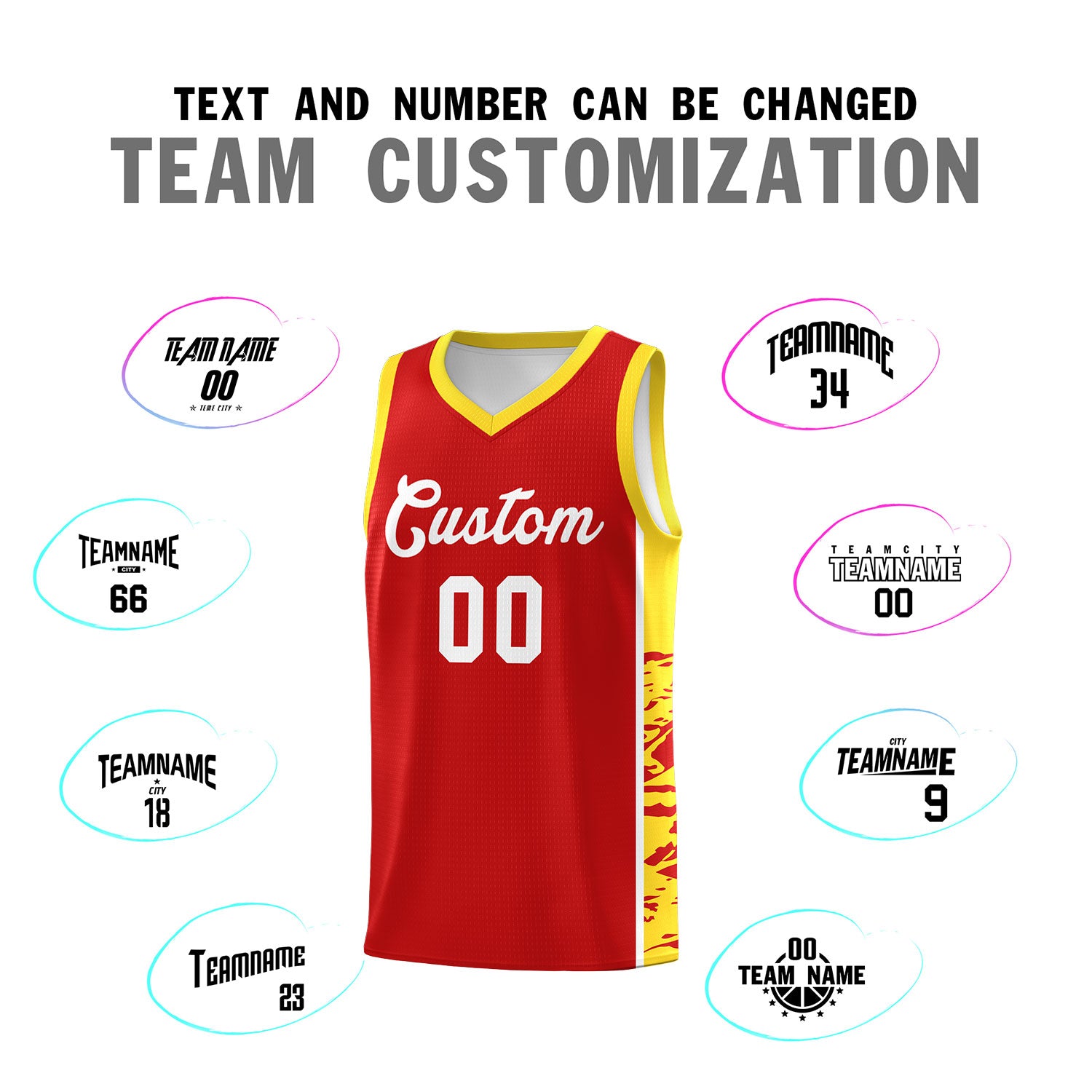 Custom Red Gold Side Gradient Pattern Basketball Kits
