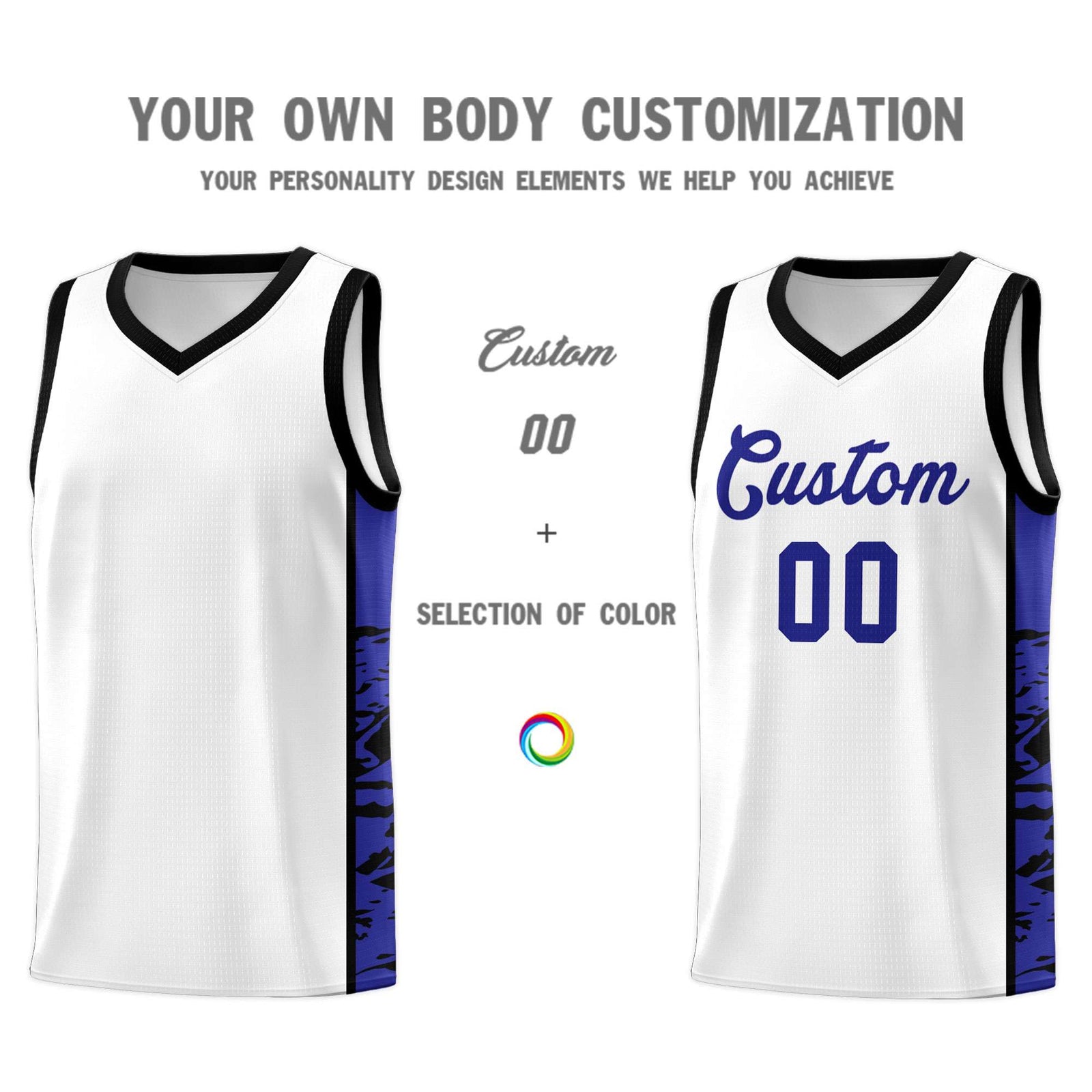 Custom White Black Side Gradient Pattern Basketball Kits