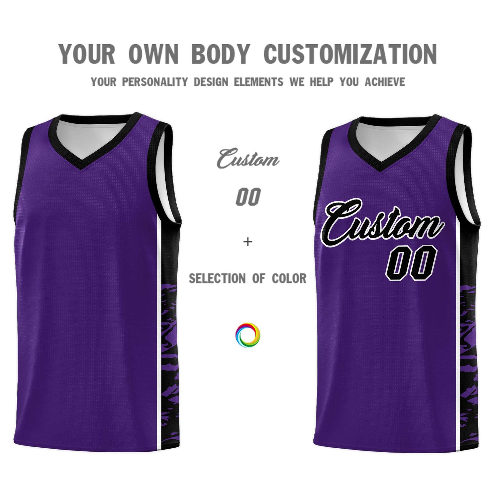 Custom Purple Black Side Gradient Pattern Basketball Kits
