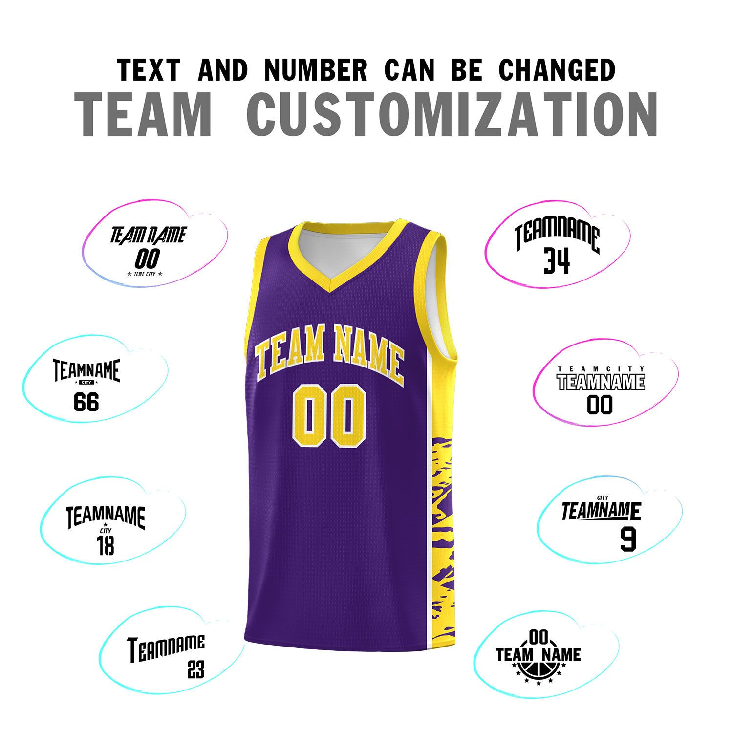 Custom Purple Gold Side Gradient Pattern Basketball Kits