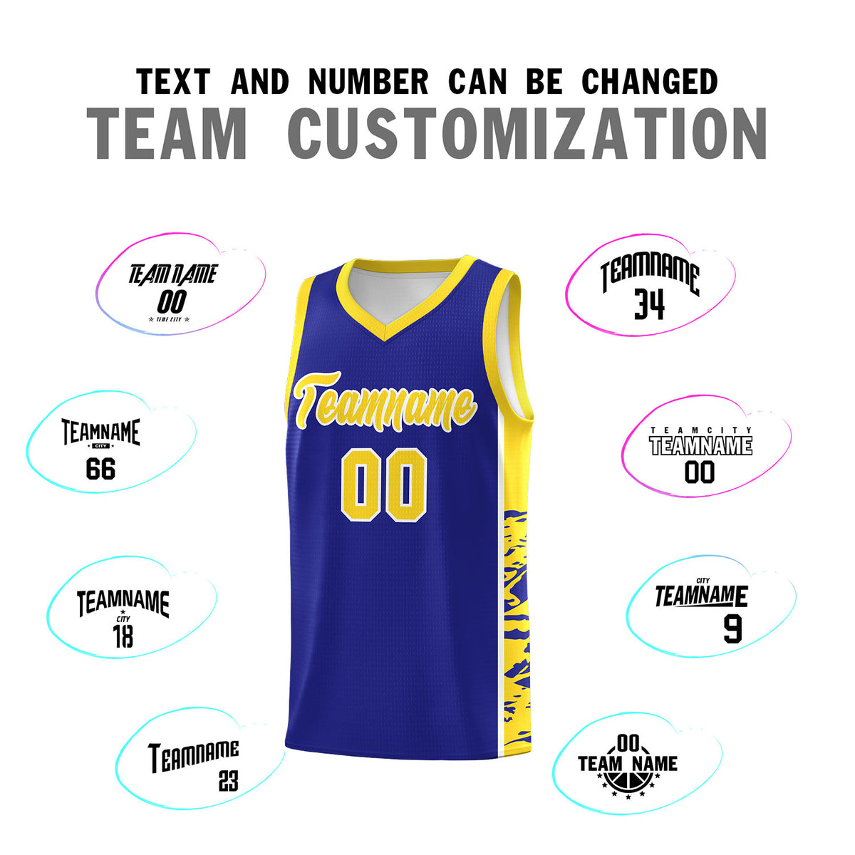 Custom Royal Gold Side Gradient Pattern Basketball Kits