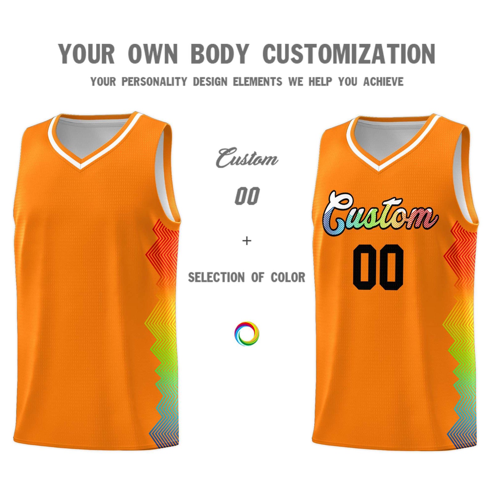 Custom Texas Orange Denver Nuggets Rainbow Side Sports Uniform Basketball Jersey