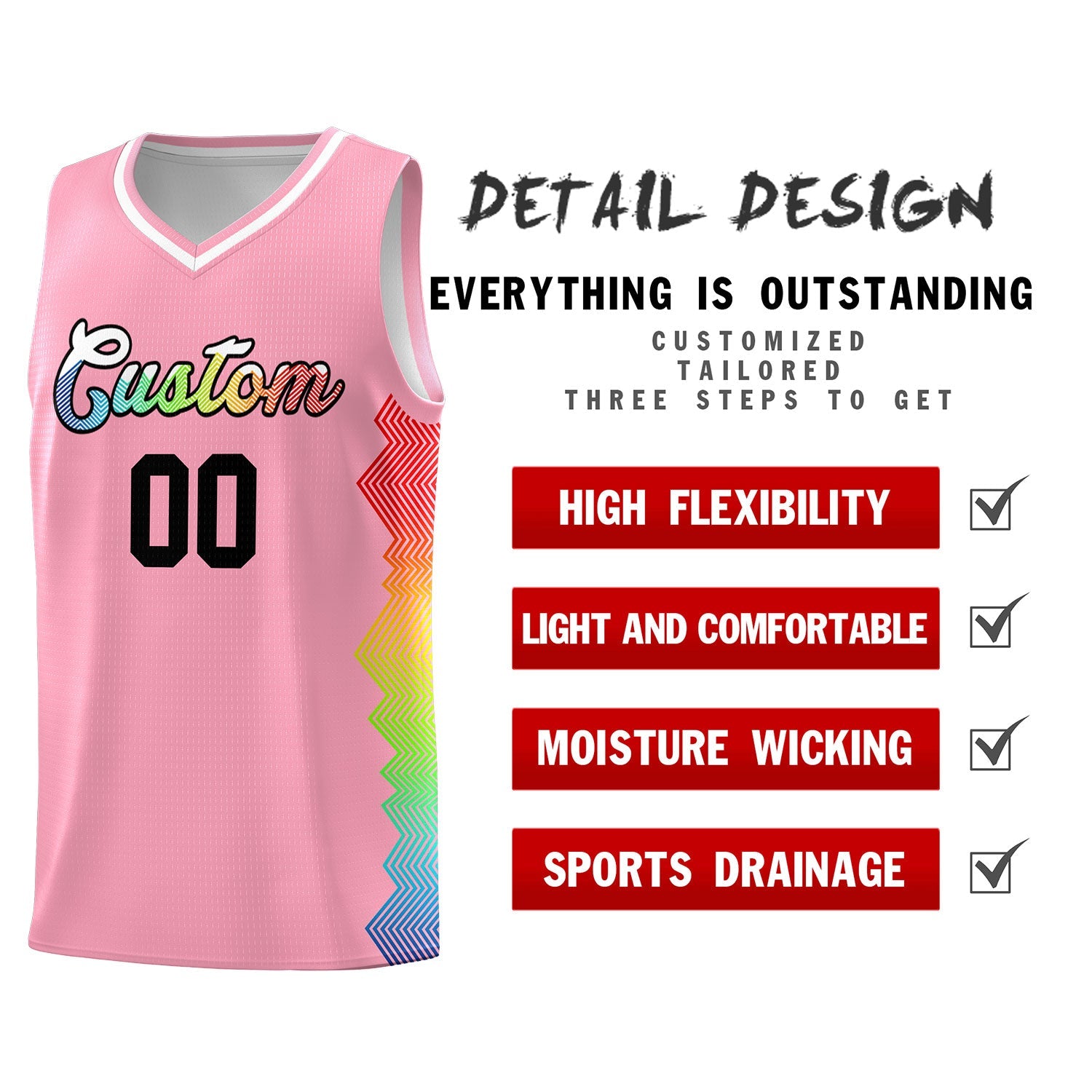 Custom Orange Denver Nuggets Rainbow Side Sports Uniform Basketball Jersey