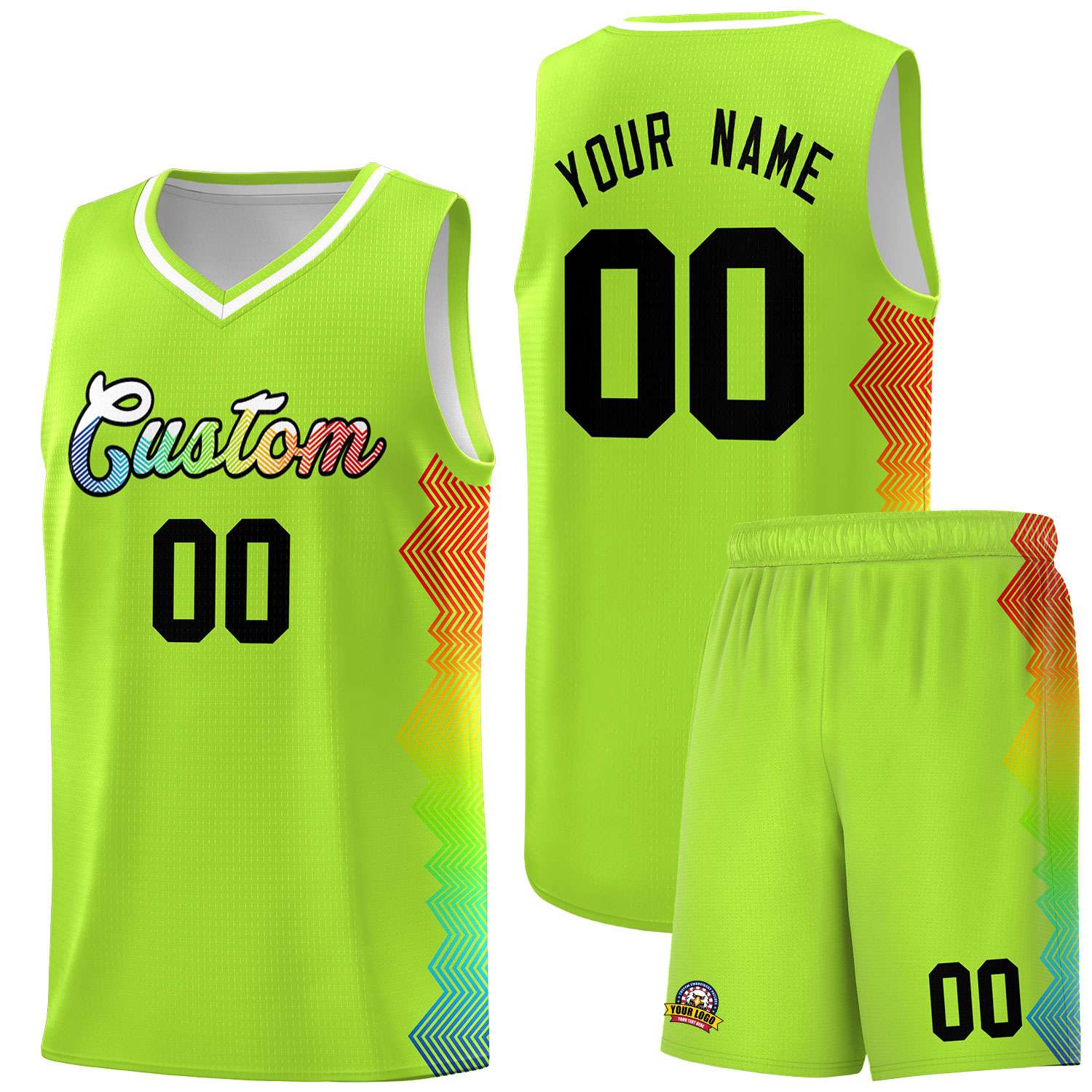 Custom Green Denver Nuggets Rainbow Side Sports Uniform Basketball Jersey