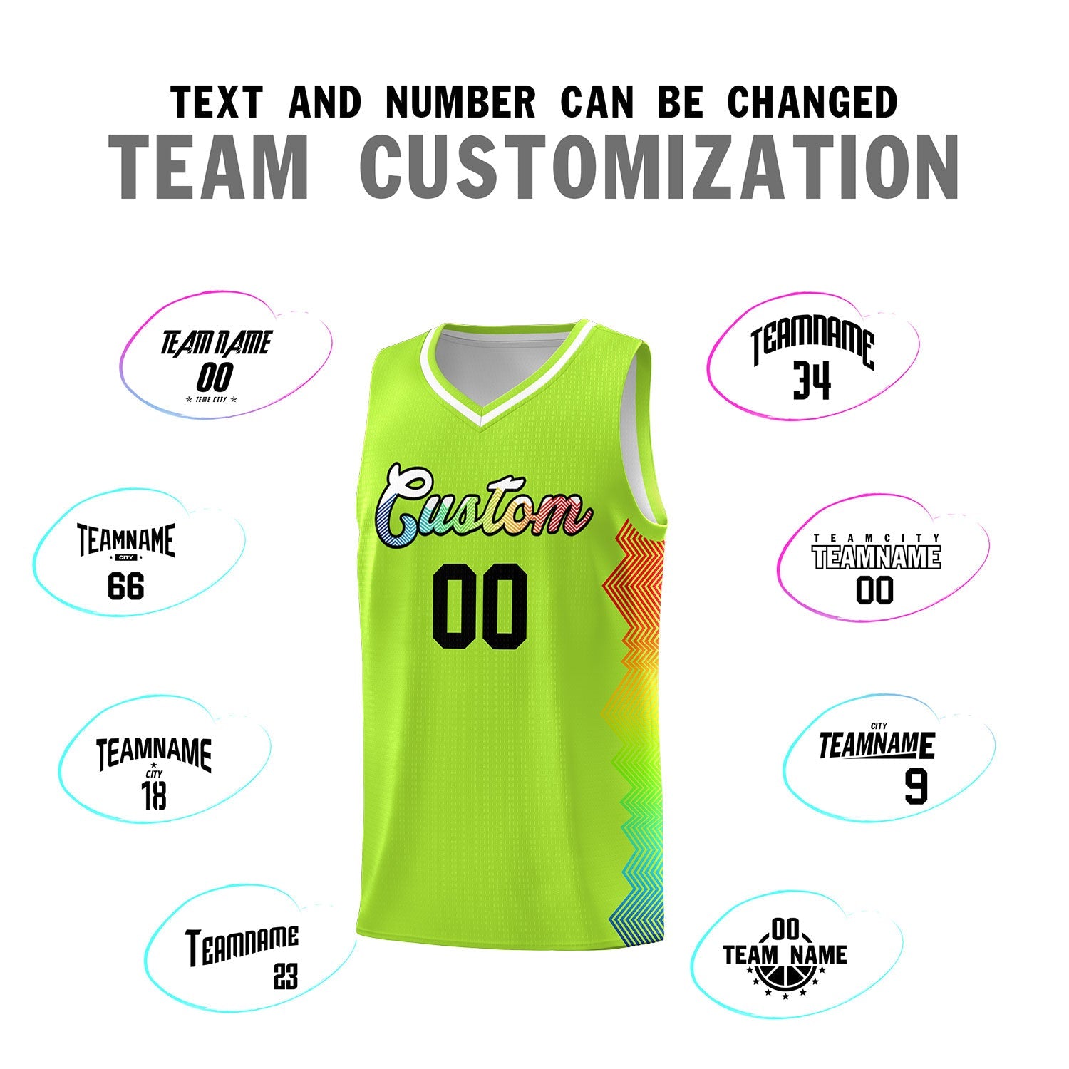 Custom Green Denver Nuggets Rainbow Side Sports Uniform Basketball Jersey