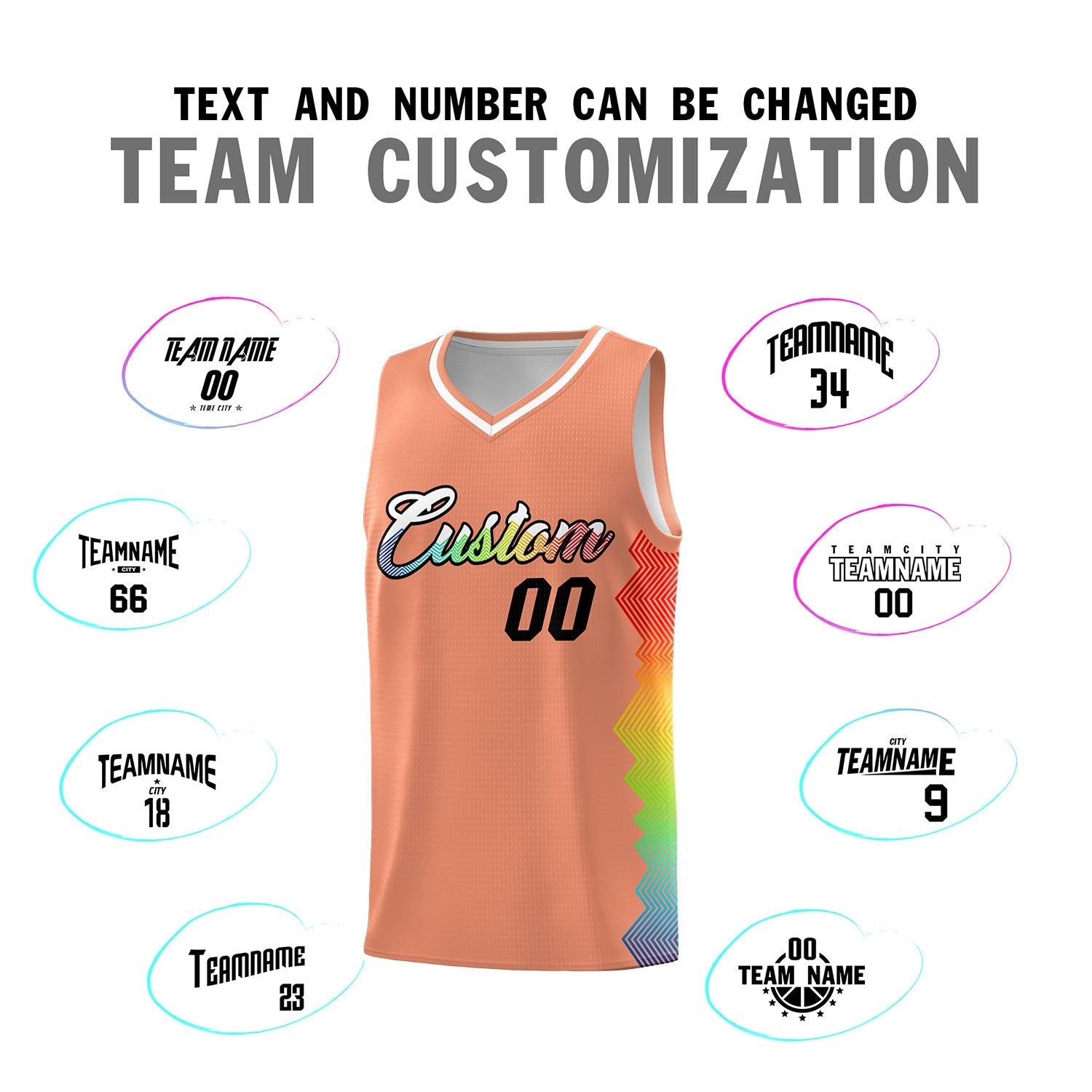 Custom Orange Denver Nuggets Rainbow Side Sports Uniform Basketball Jersey