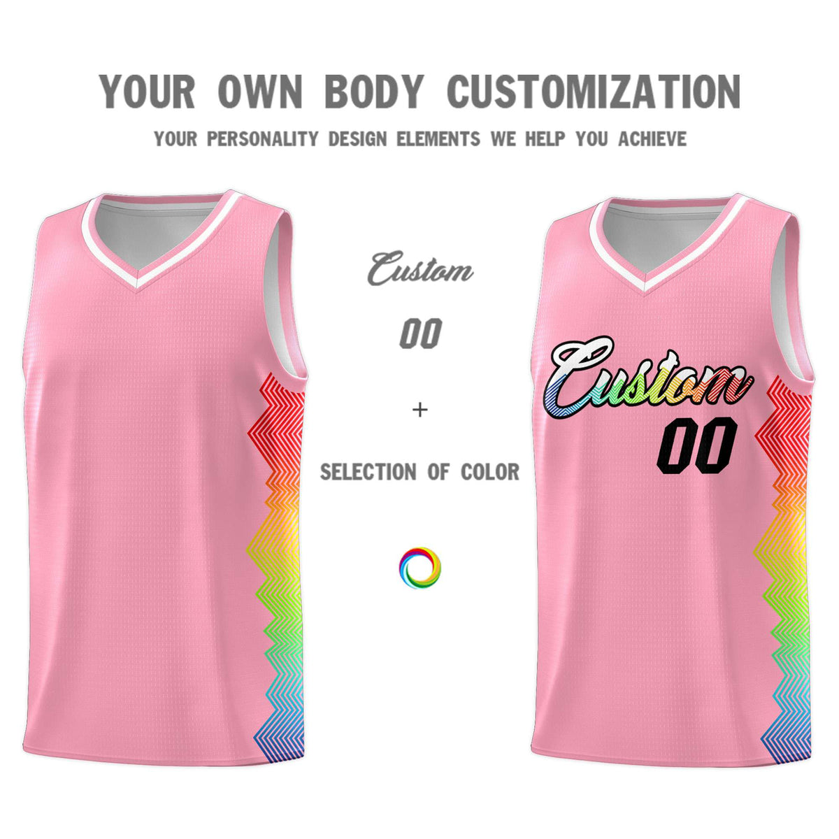 Custom Orange Denver Nuggets Rainbow Side Sports Uniform Basketball Jersey