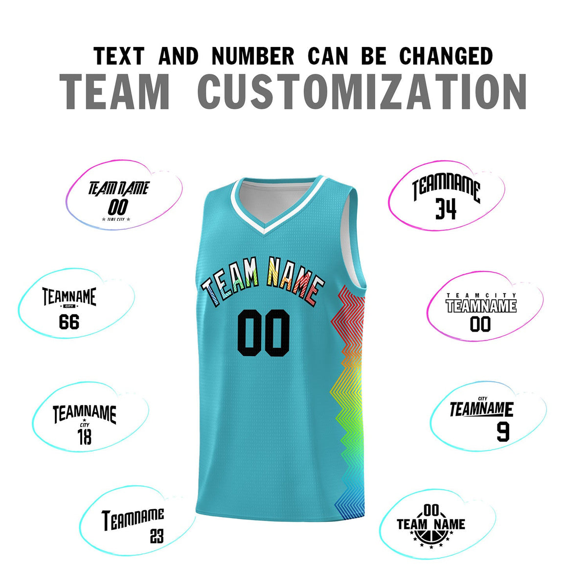 Custom Sky Blue Denver Nuggets Rainbow Side Sports Uniform Basketball Jersey