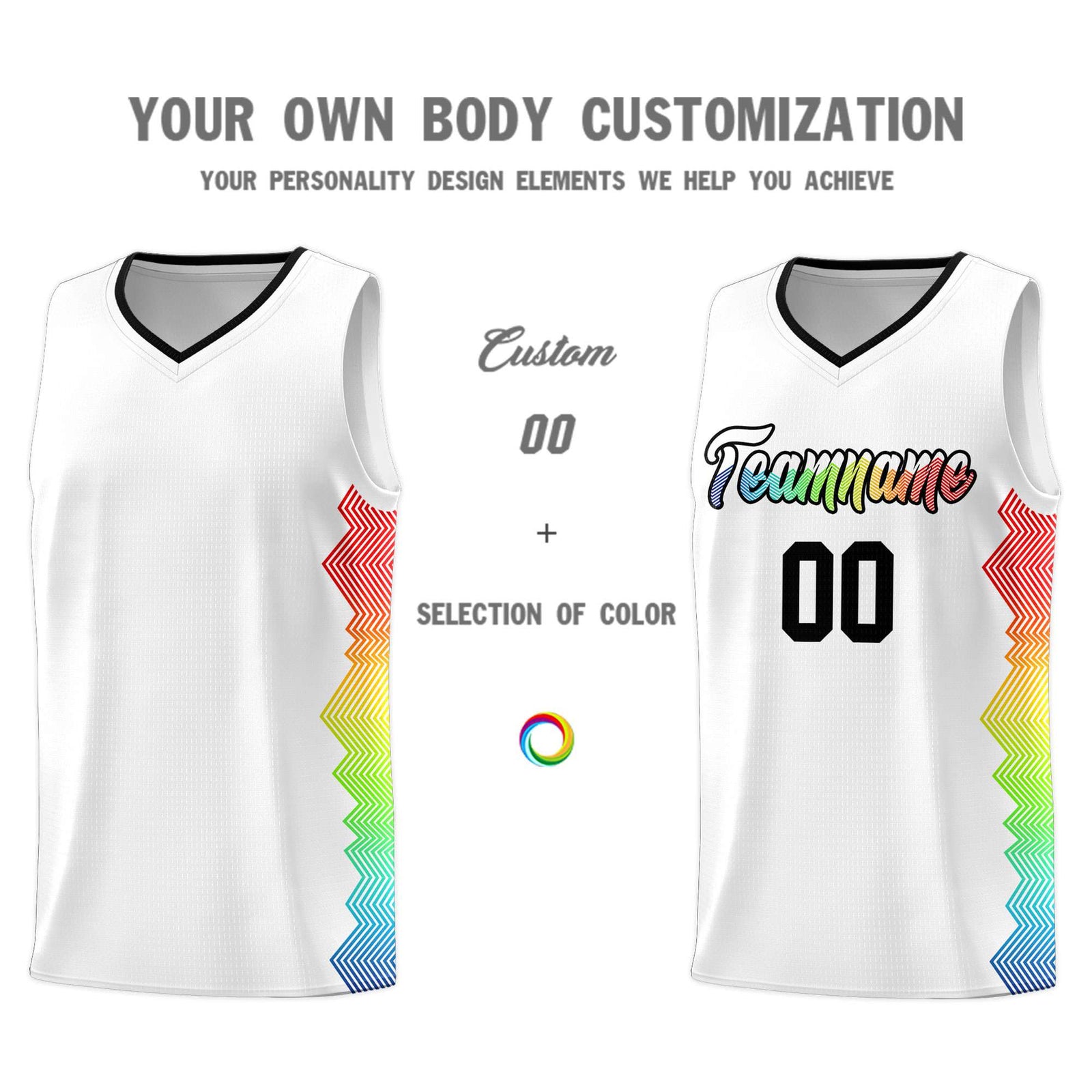 Custom White Denver Nuggets Rainbow Side Sports Uniform Basketball Jersey