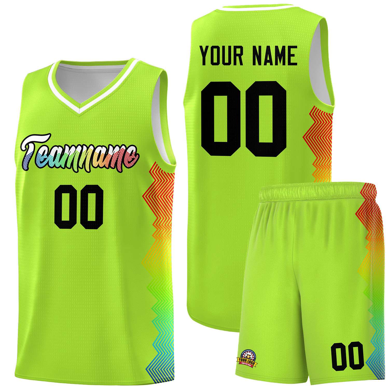 Custom Green Denver Nuggets Rainbow Side Sports Uniform Basketball Jersey