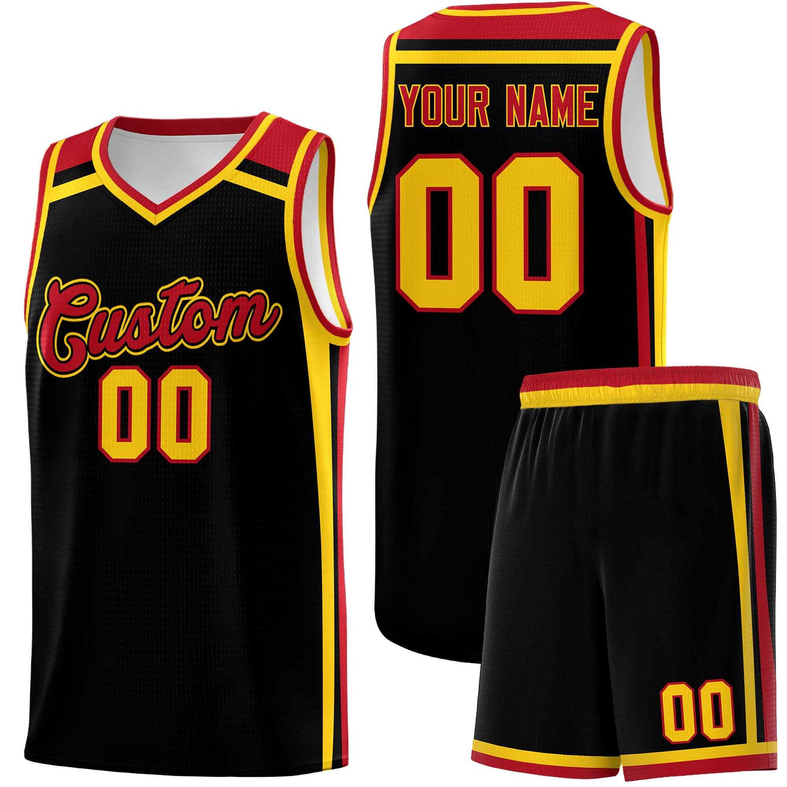 Custom Black Gold Red Trendy Color Charge Series Sports Uniform Basketball Jersey| KXKSHOP