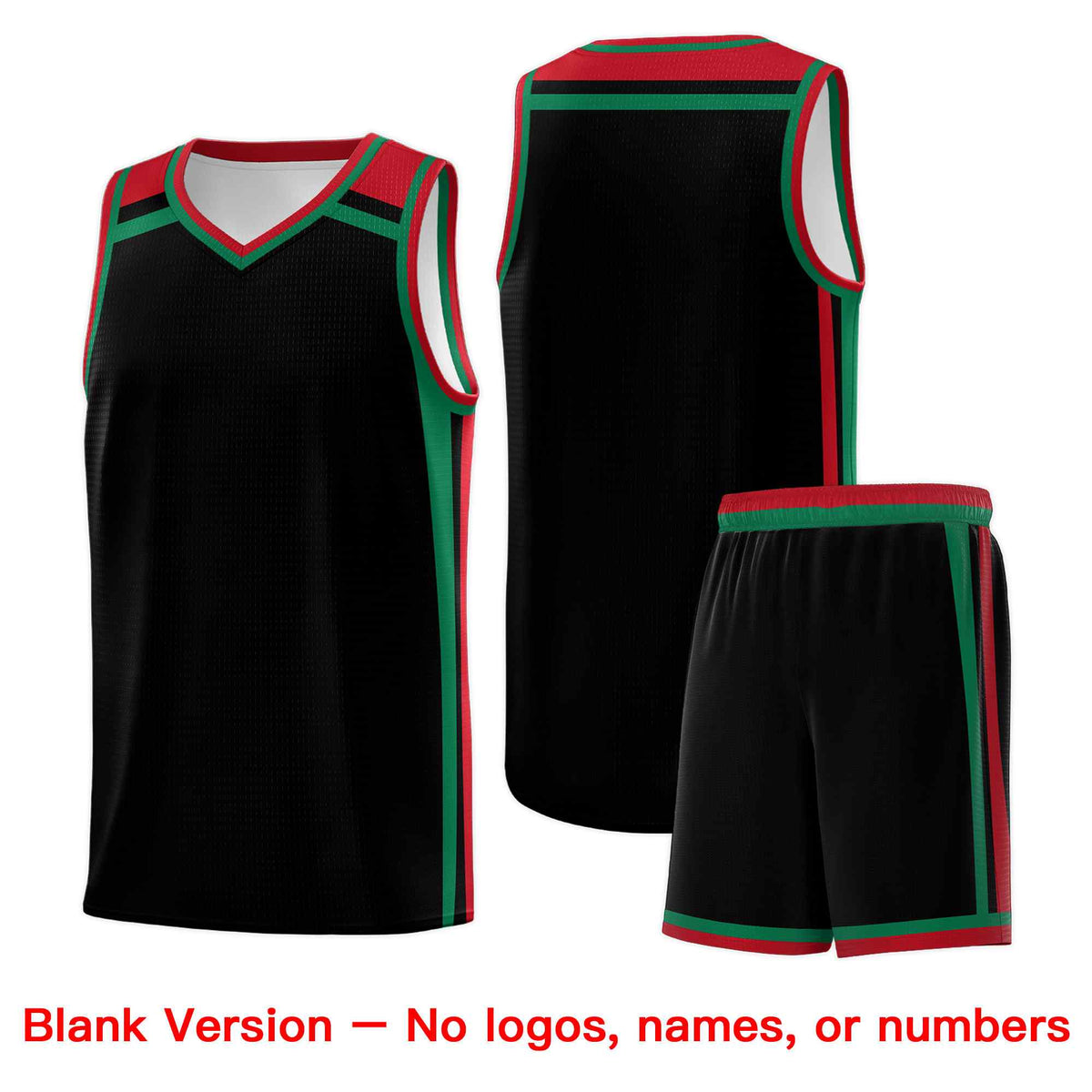 Custom Black Kelly Green Red Trendy Color Charge Series Sports Uniform Basketball Jersey| KXKSHOP