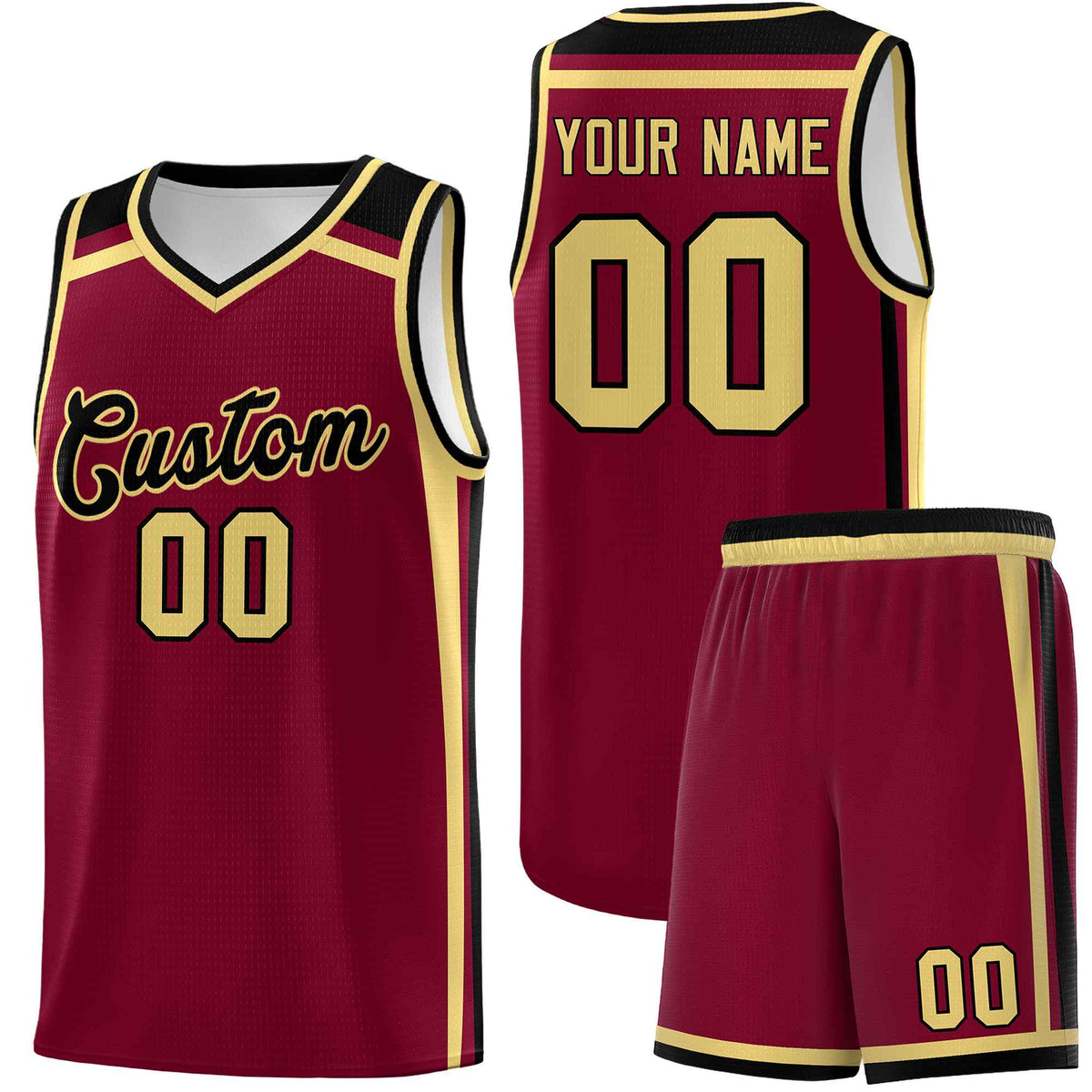 Custom Crimson Khaki Black Trendy Color Charge Series Sports Uniform Basketball Jersey| KXKSHOP