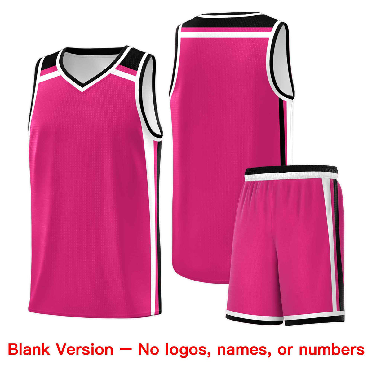 Custom Rose Red Black White Trendy Color Charge Series Sports Uniform Basketball Jersey| KXKSHOP