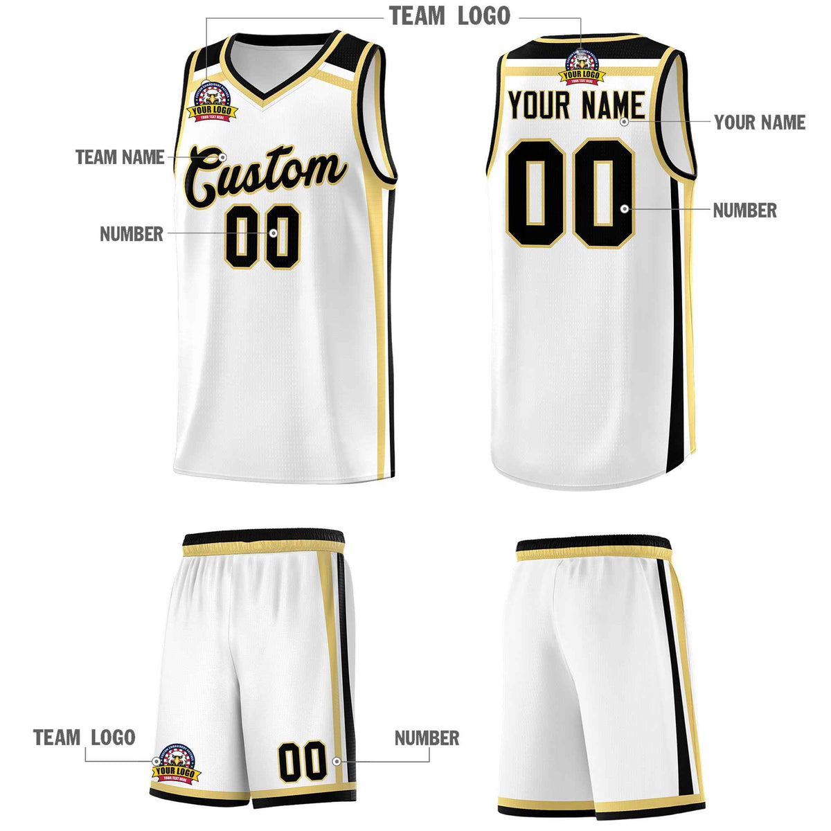 Custom White Khaki Black Trendy Color Charge Series Sports Uniform Basketball Jersey| KXKSHOP