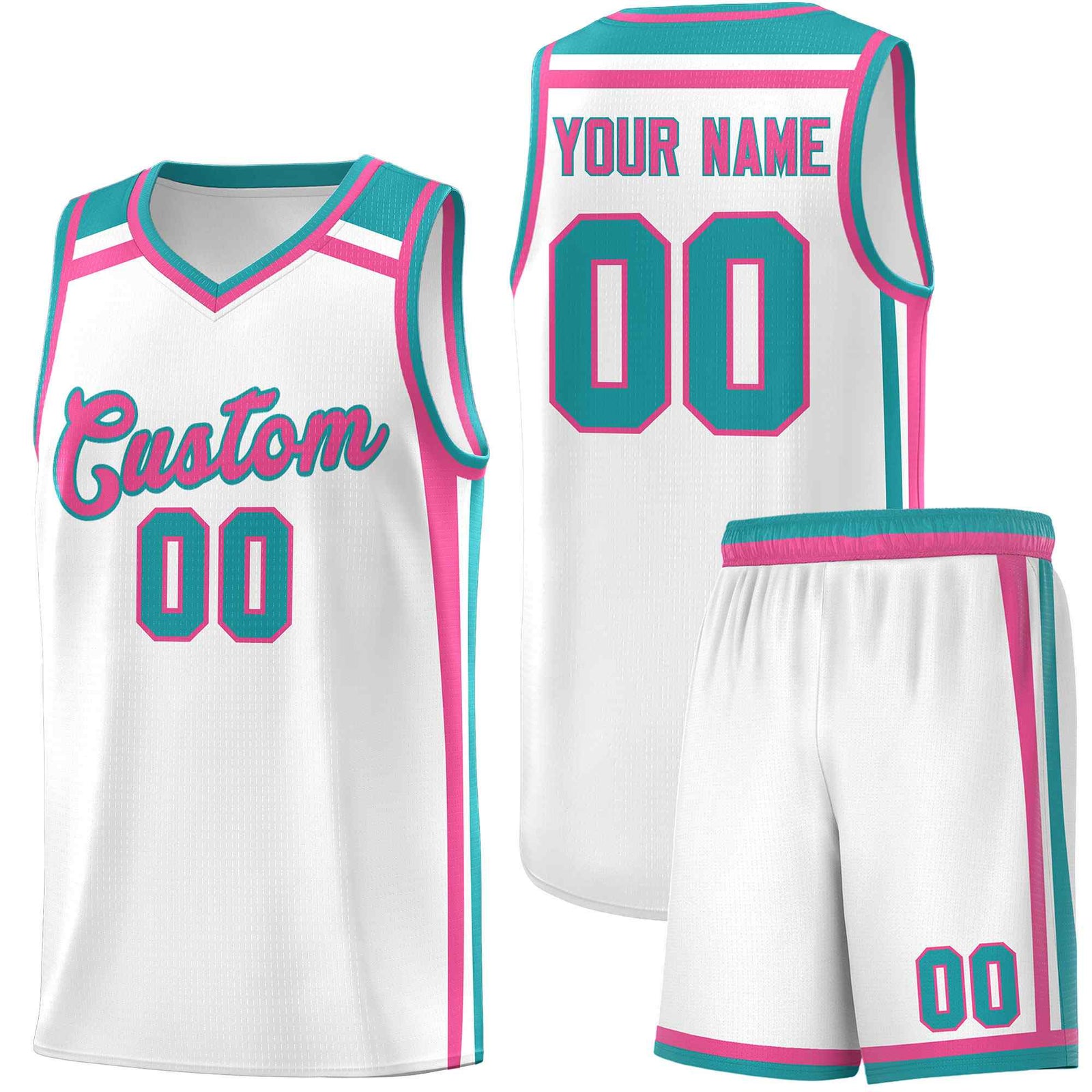 Custom White Pink Aqua Trendy Color Charge Series Sports Uniform Basketball Jersey| KXKSHOP