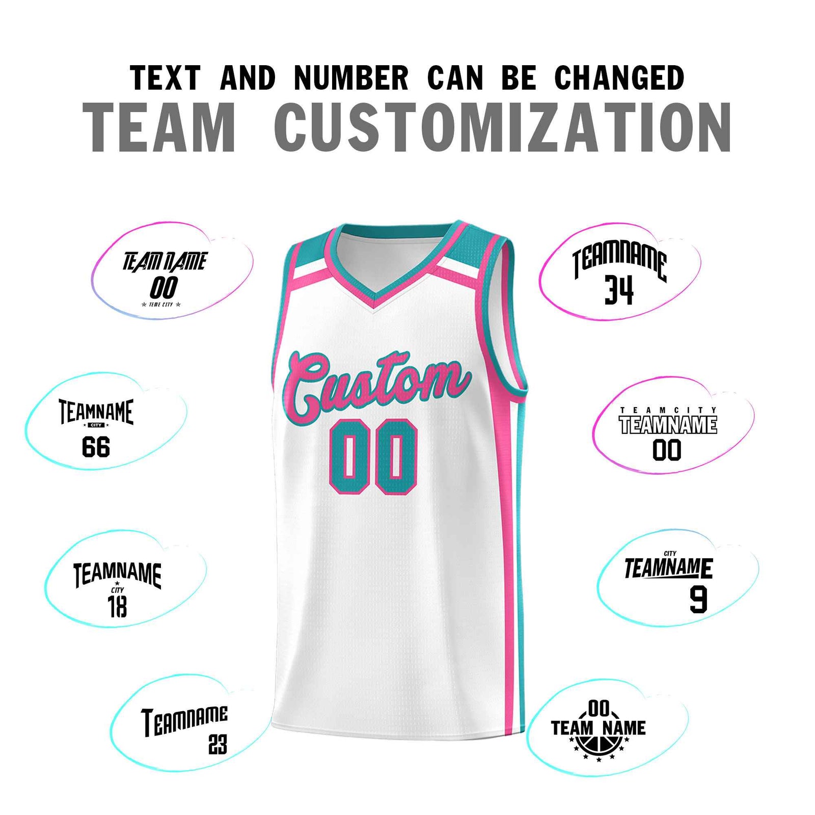 Custom White Pink Aqua Trendy Color Charge Series Sports Uniform Basketball Jersey| KXKSHOP