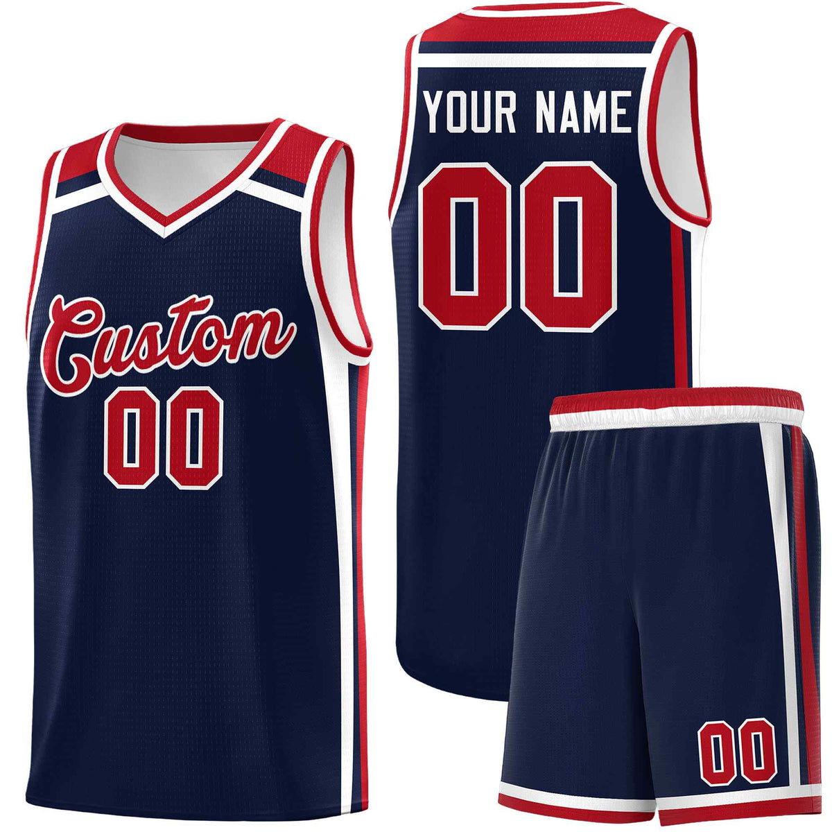 Custom Navy Red White Trendy Color Charge Series Sports Uniform Basketball Jersey| KXKSHOP