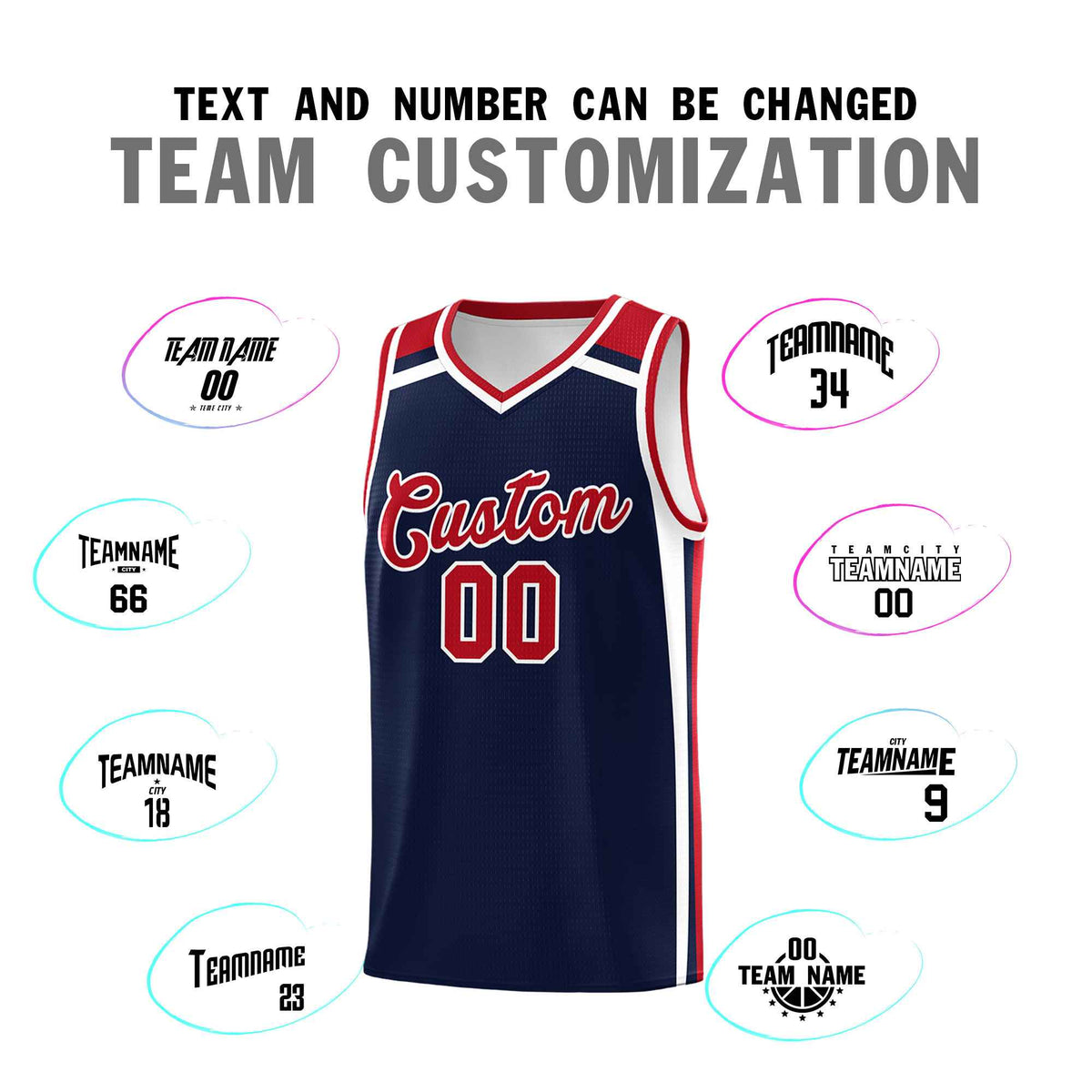 Custom Navy Red White Trendy Color Charge Series Sports Uniform Basketball Jersey| KXKSHOP