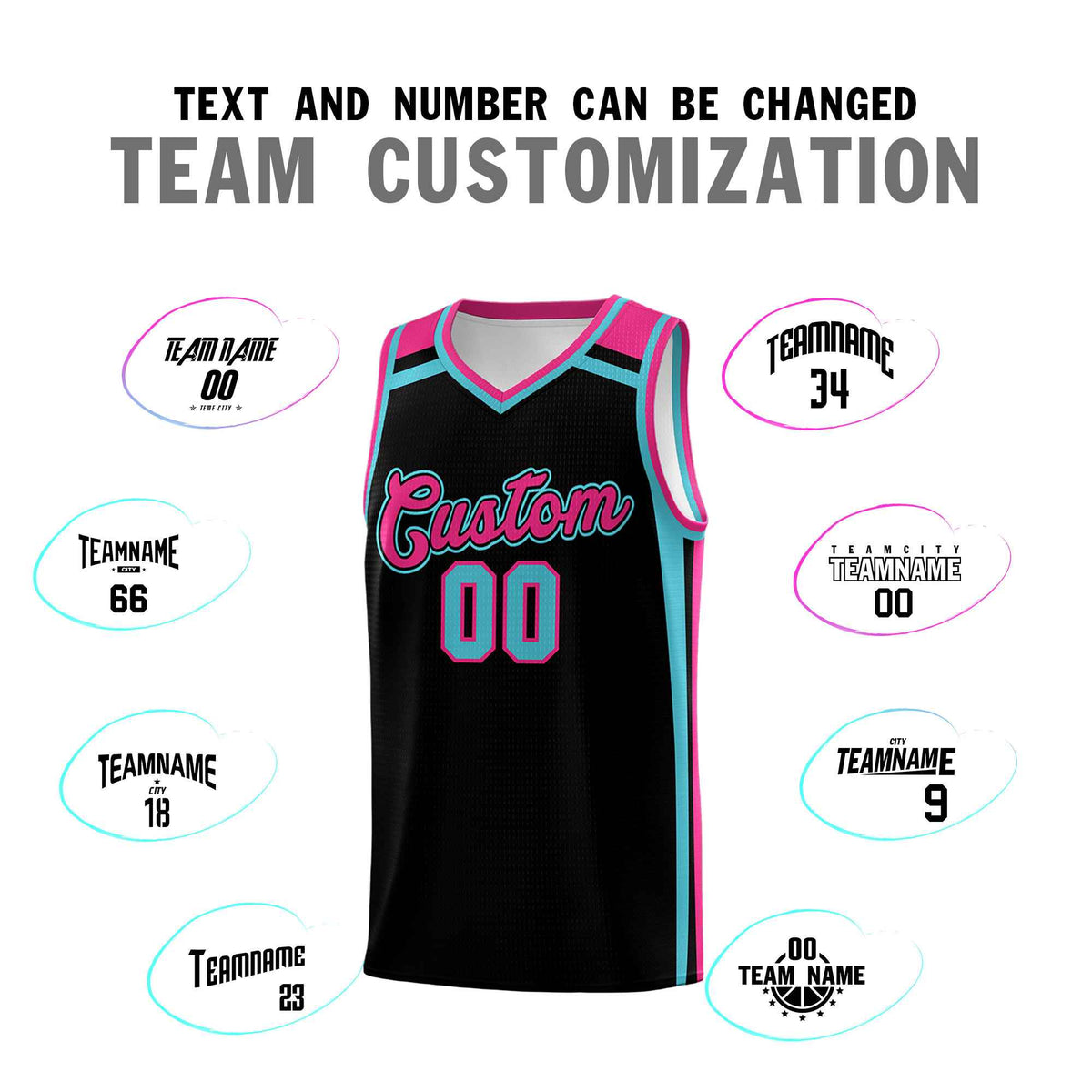 Custom Black Sky Blue Rose Red Trendy Color Charge Series Sports Uniform Basketball Jersey