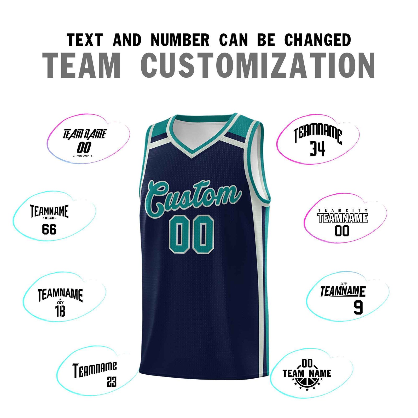 Custom Navy Gray Teal Trendy Color Charge Series Sports Uniform Basketball Jersey